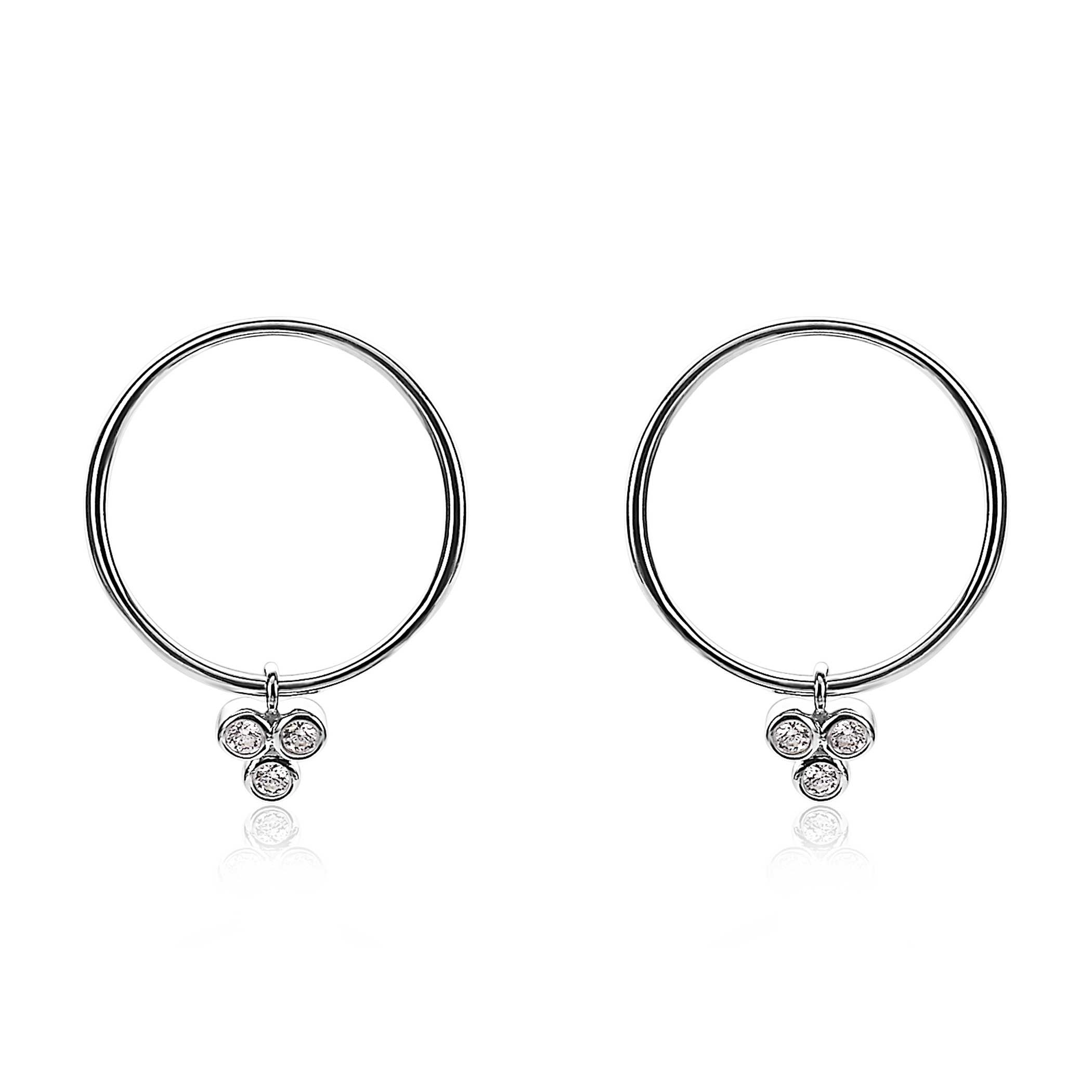 ZINZI silberne Ohrringe 20mm rund  weiß ZIO1829CR