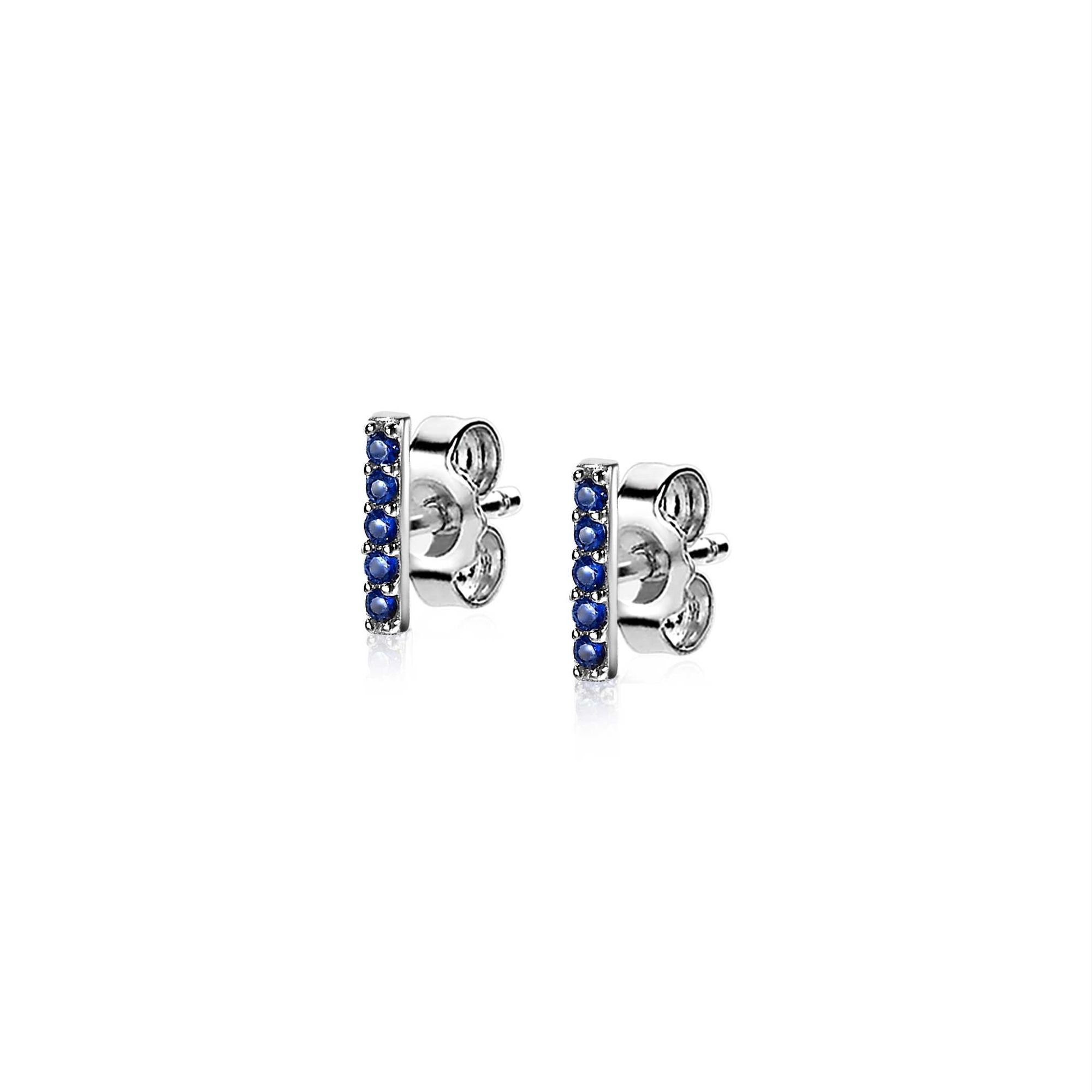 ZINZI silberne Ohrstecker Stab blau 8mm ZIO1689B