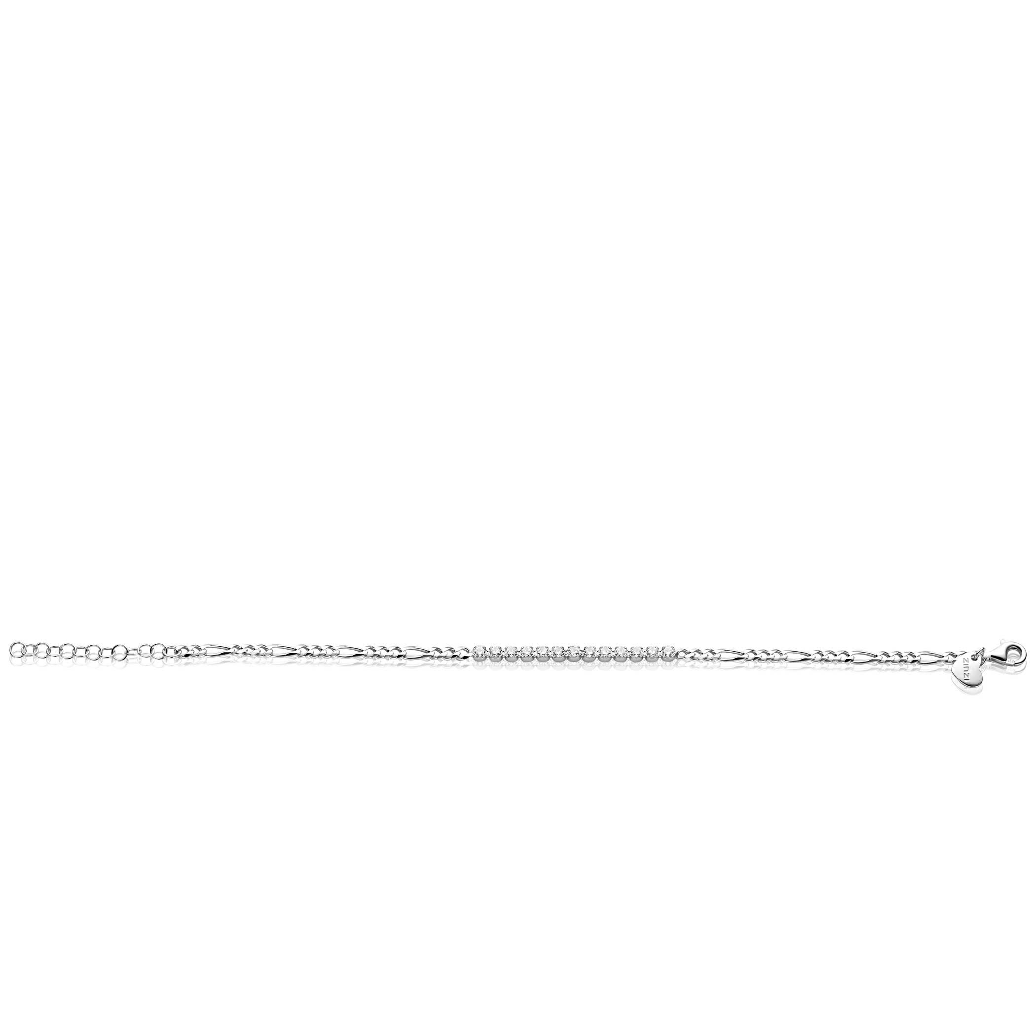 ZINZI zlv. armband fig.met tussenstuk zirconia's