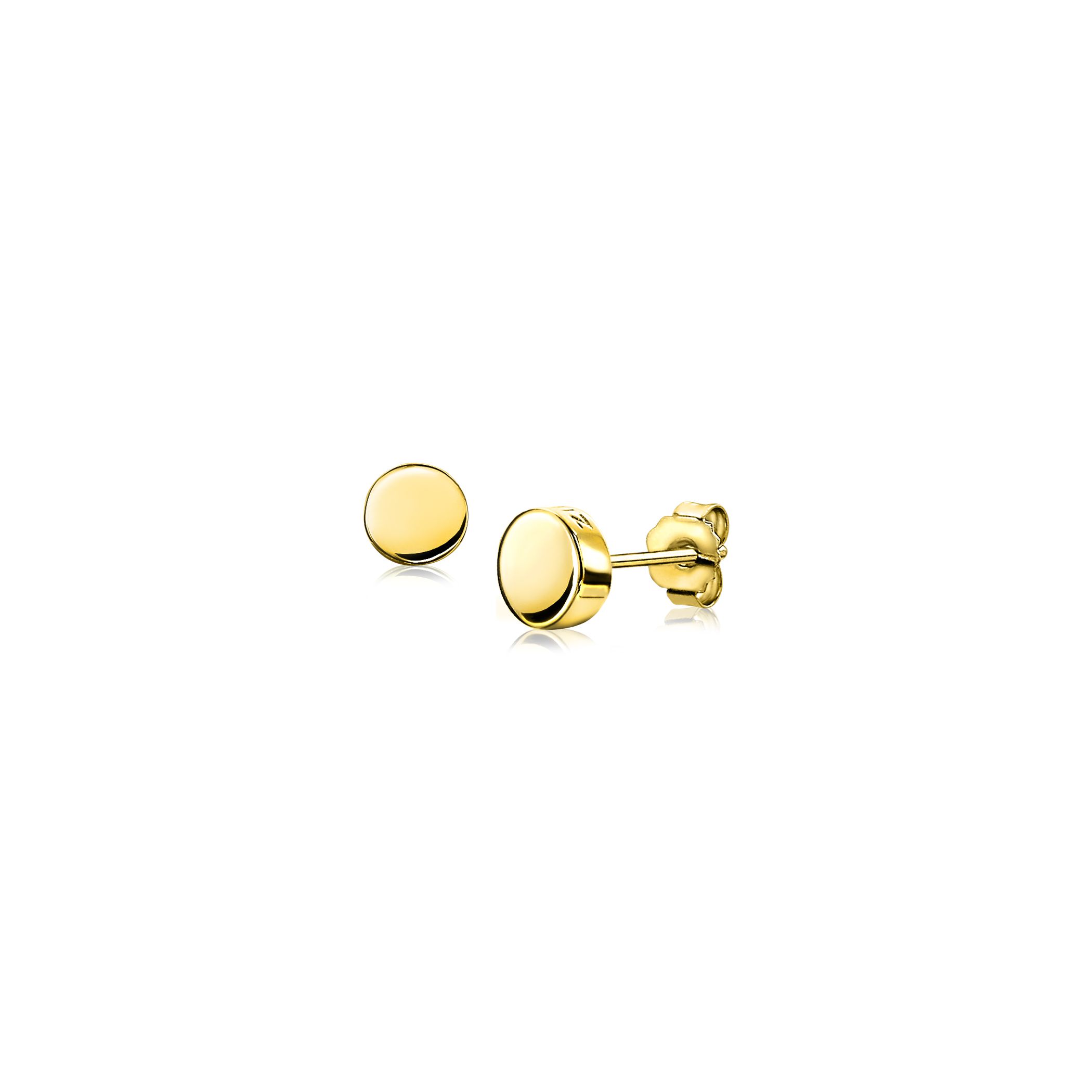 ZINZI silberne Ohrstecker gelbvergoldet glatt rund 6mm ZIO1376G