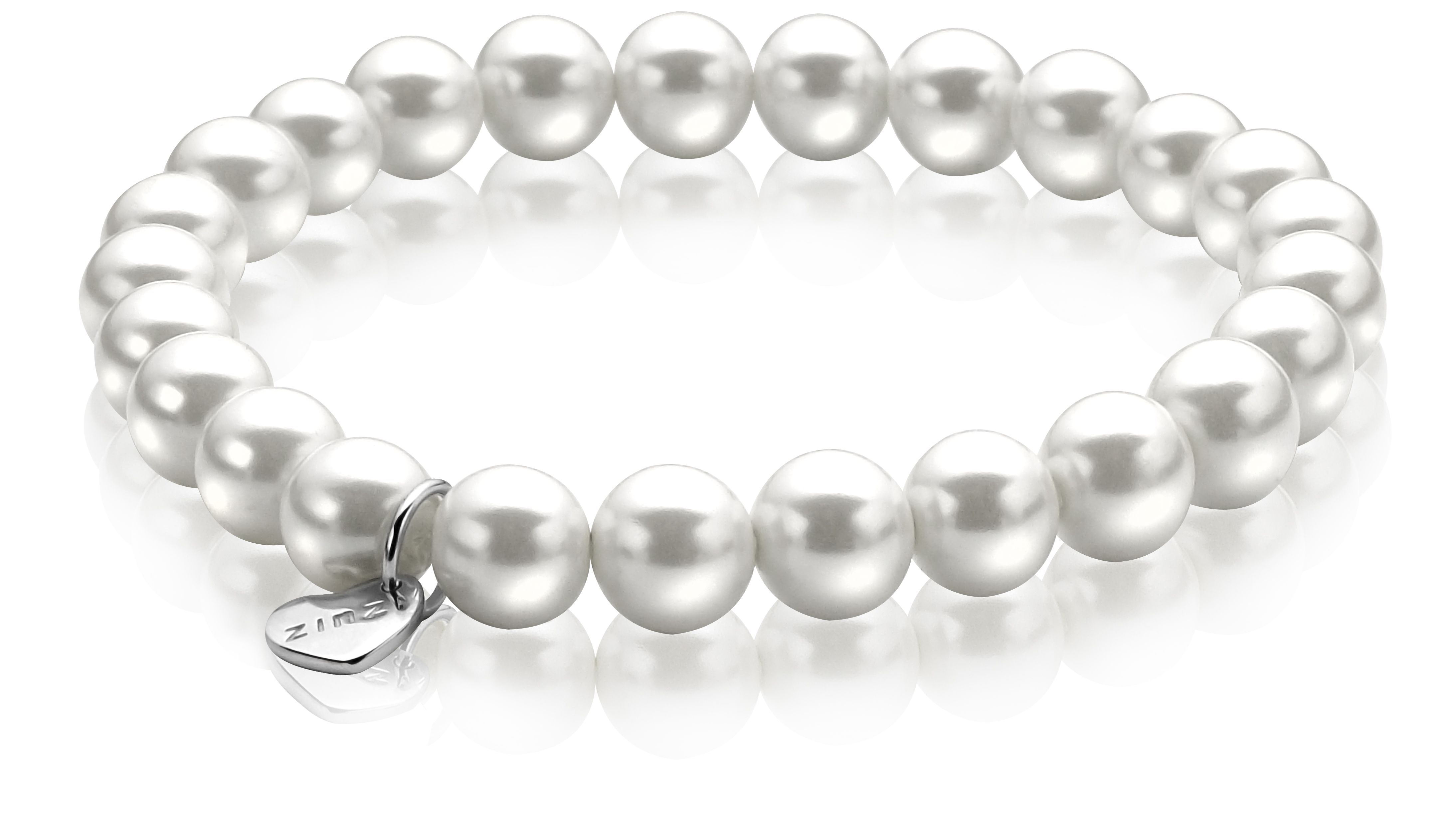 Zinzi silbernes Perle rek-Armband  weiß one-size ZIA999