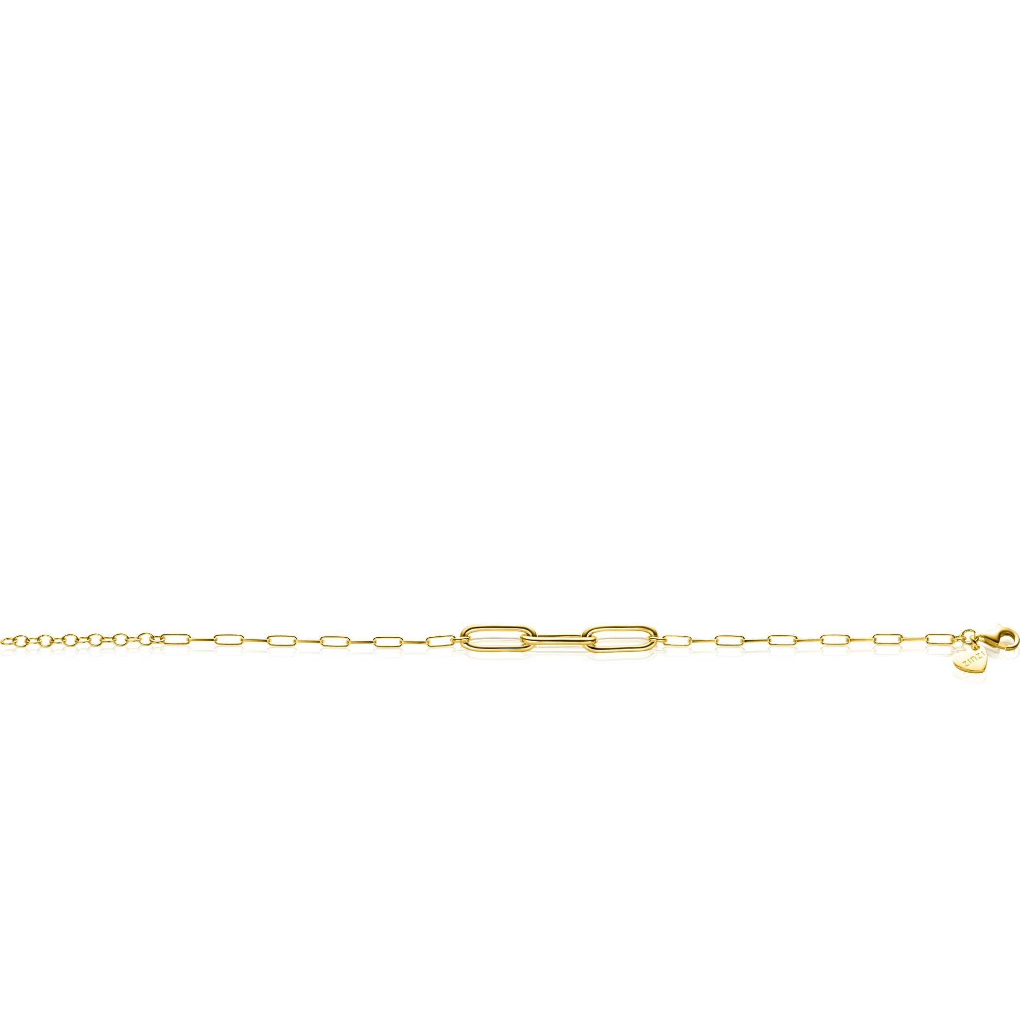 ZINZI zlv. armband gg.verg. paperclip schakels