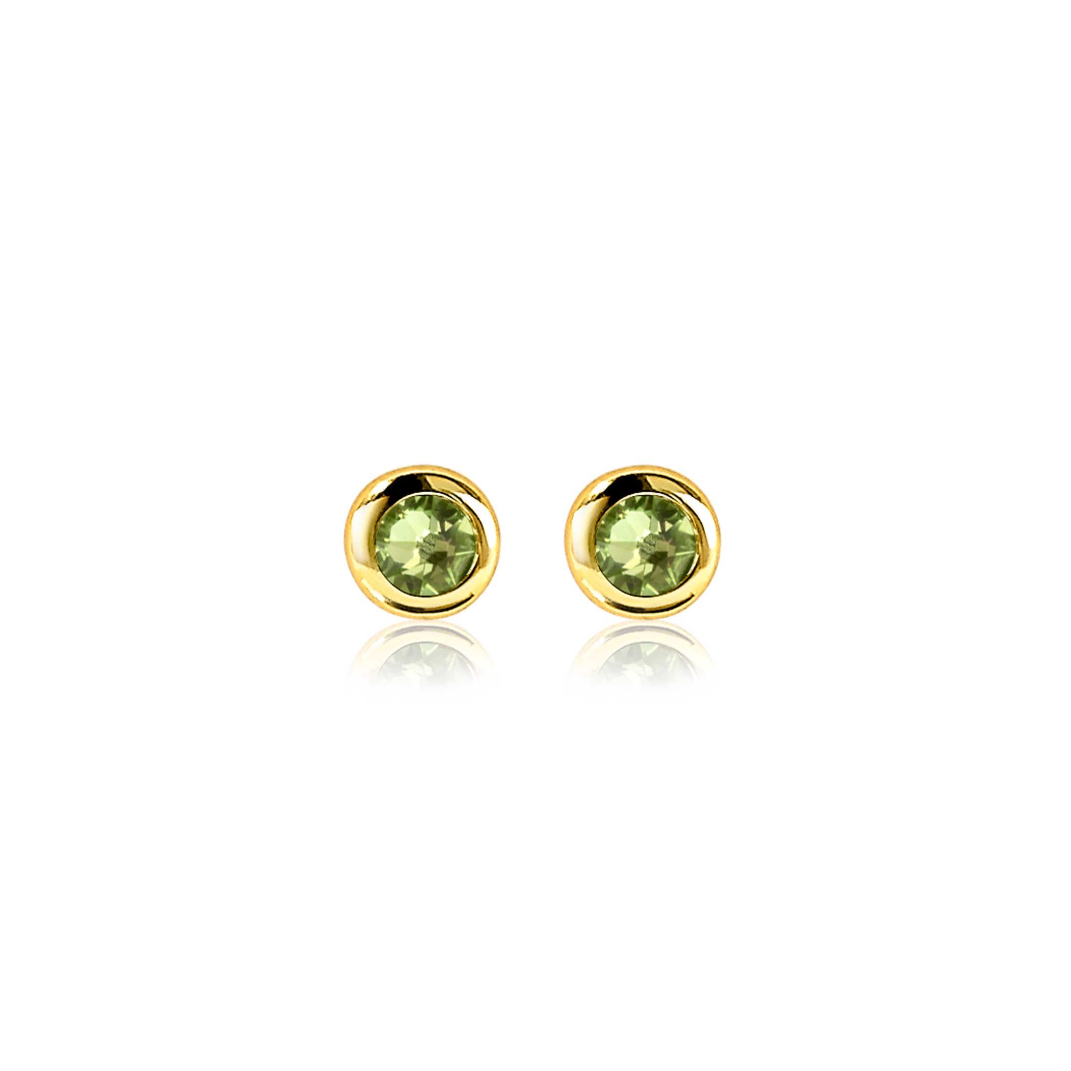 ZINZI zlv.oorknopjes gg.verg.birthstones peridoot cz