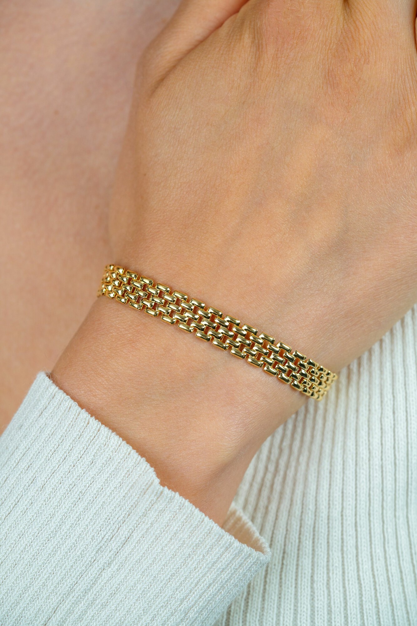 ZINZI zlv. rolex-style armband geel verguld 8mm
