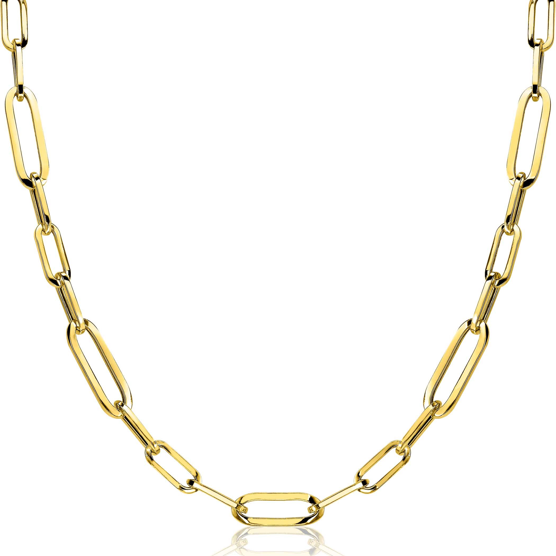 ZINZI silberne Kette 45cm in 14K gelb vergoldet mit ovale closed for ever Glieder 6mm breit ZIC1990G