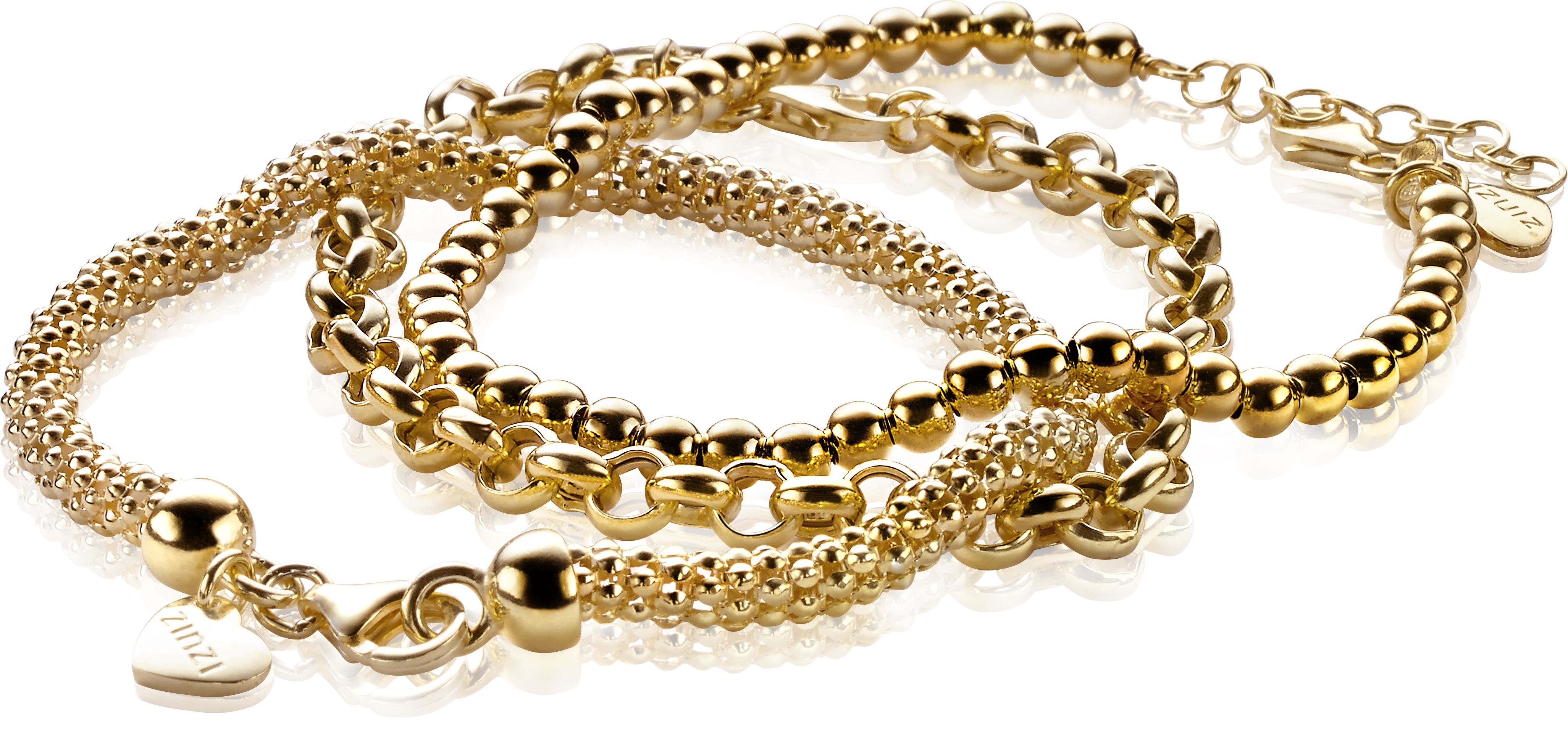 ZINZI silbernes Jasseron Armband gelb vergoldet 5mm breit 19cm ZIA1009G