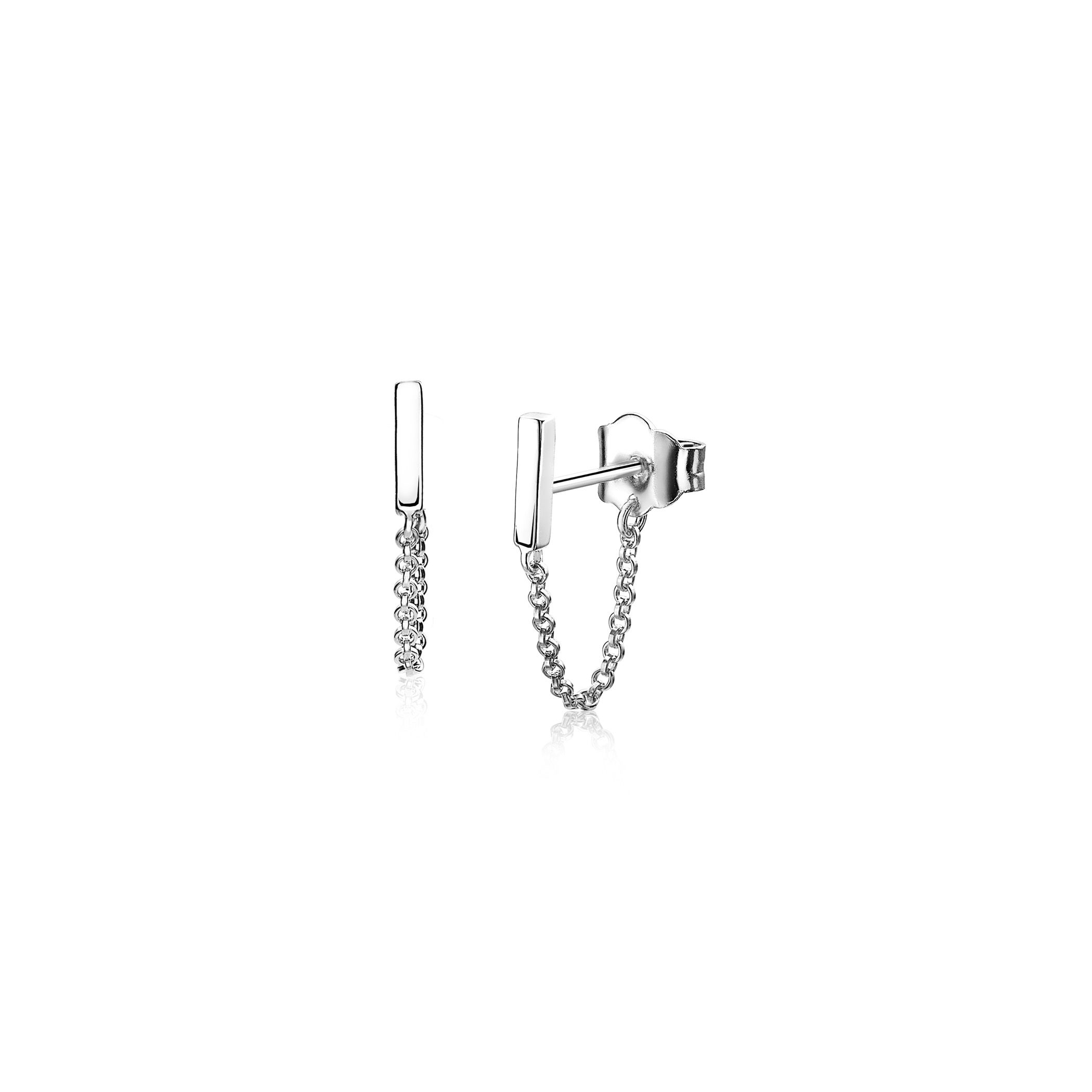 ZINZI silberne Ohrstecker mit Kette staaf ZIO1688