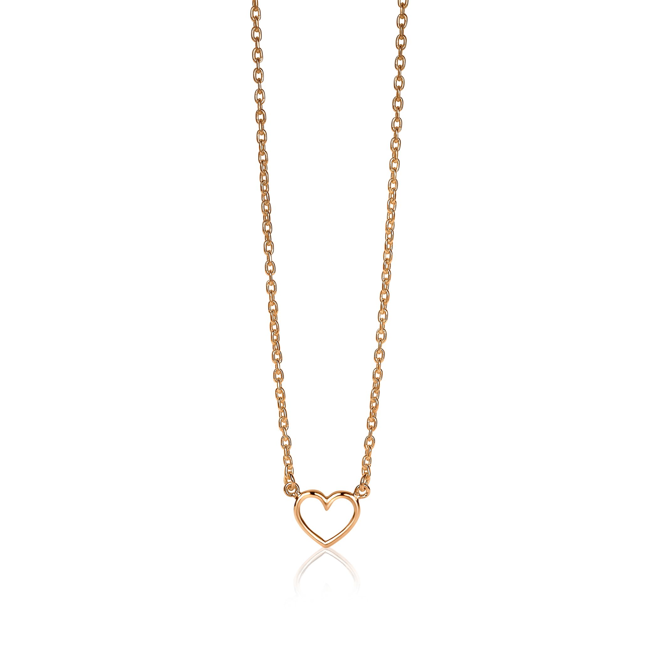 ZINZI silberne Kette rosé vergoldet offen Herz 40-43cm ZIC1420R