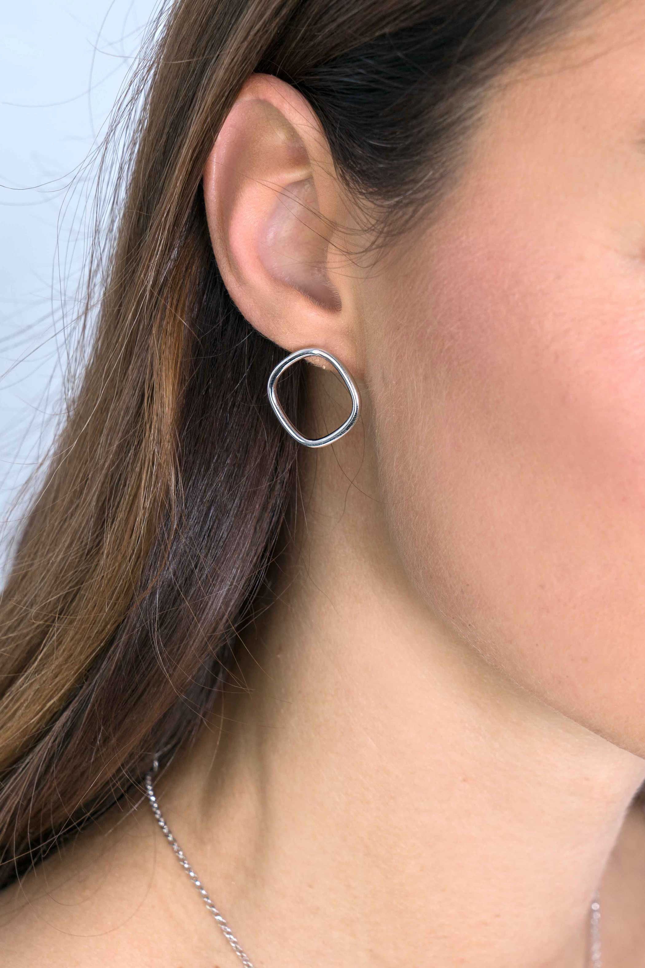 ZINZI silberne trendy Ohrstecker 23mm quadratisch offen ZIO2094