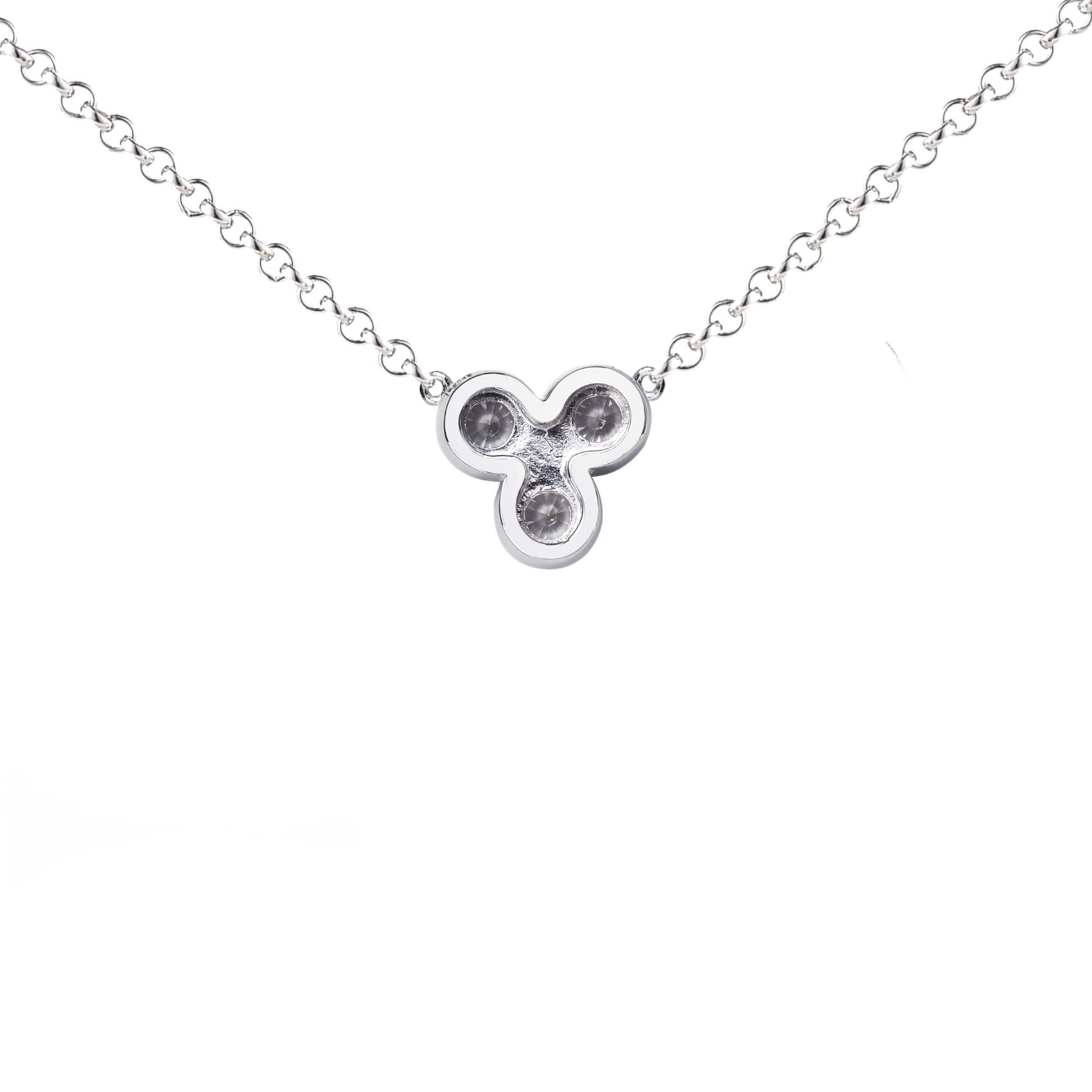 ZINZI silberne Kette 45cm mit Anhängerrund  weiß ZIC1442