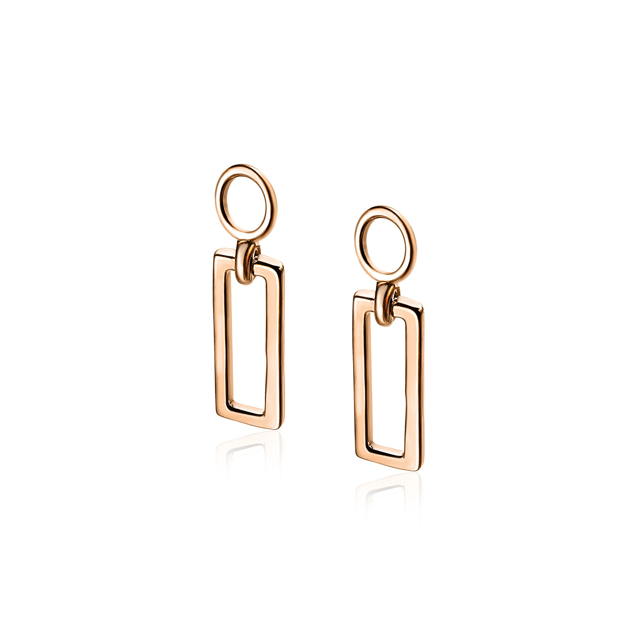 ZINZI silberne Ohrhänger rosé vergoldet offen Rechteck 14mm ZICH1692R