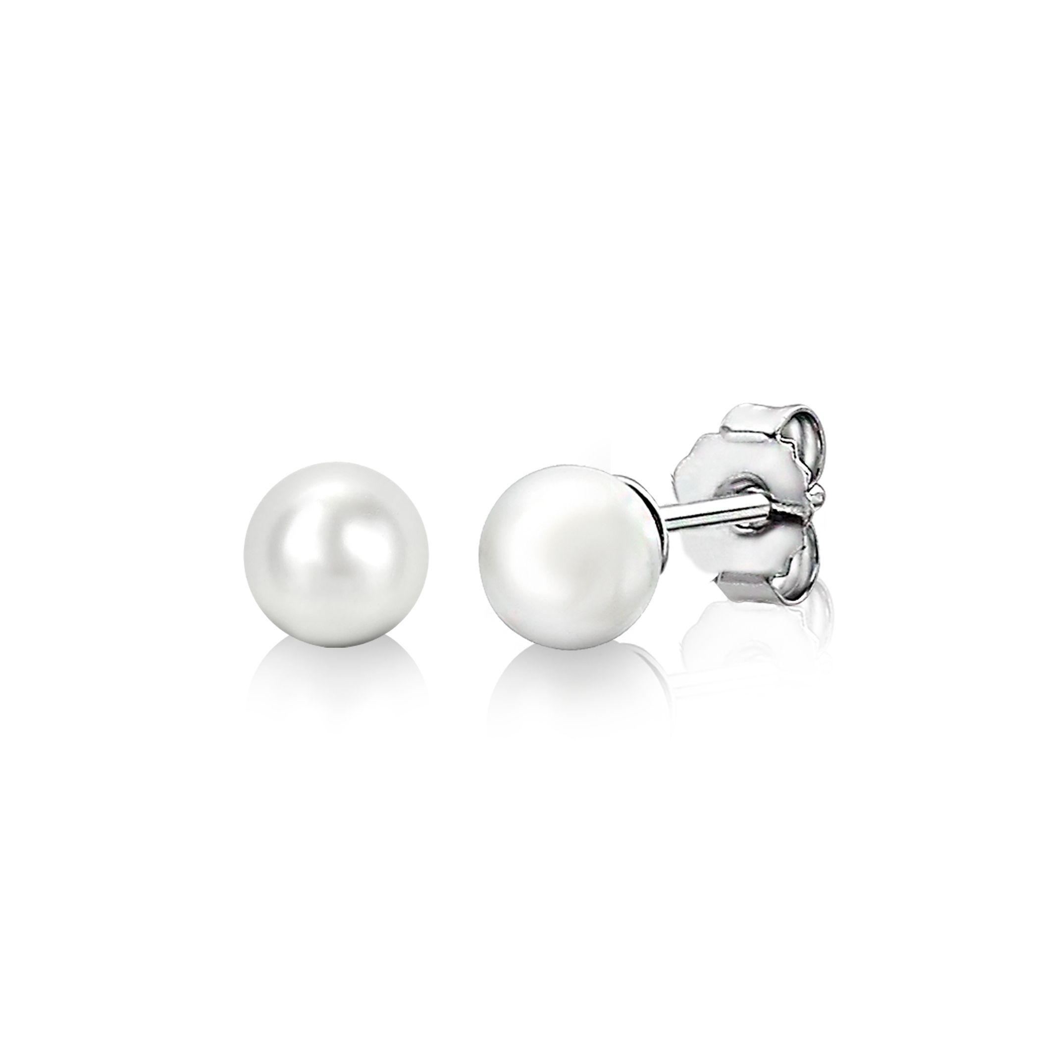 ZINZI silberne Ohrstecker 6mm weiß Perle ZIO1317