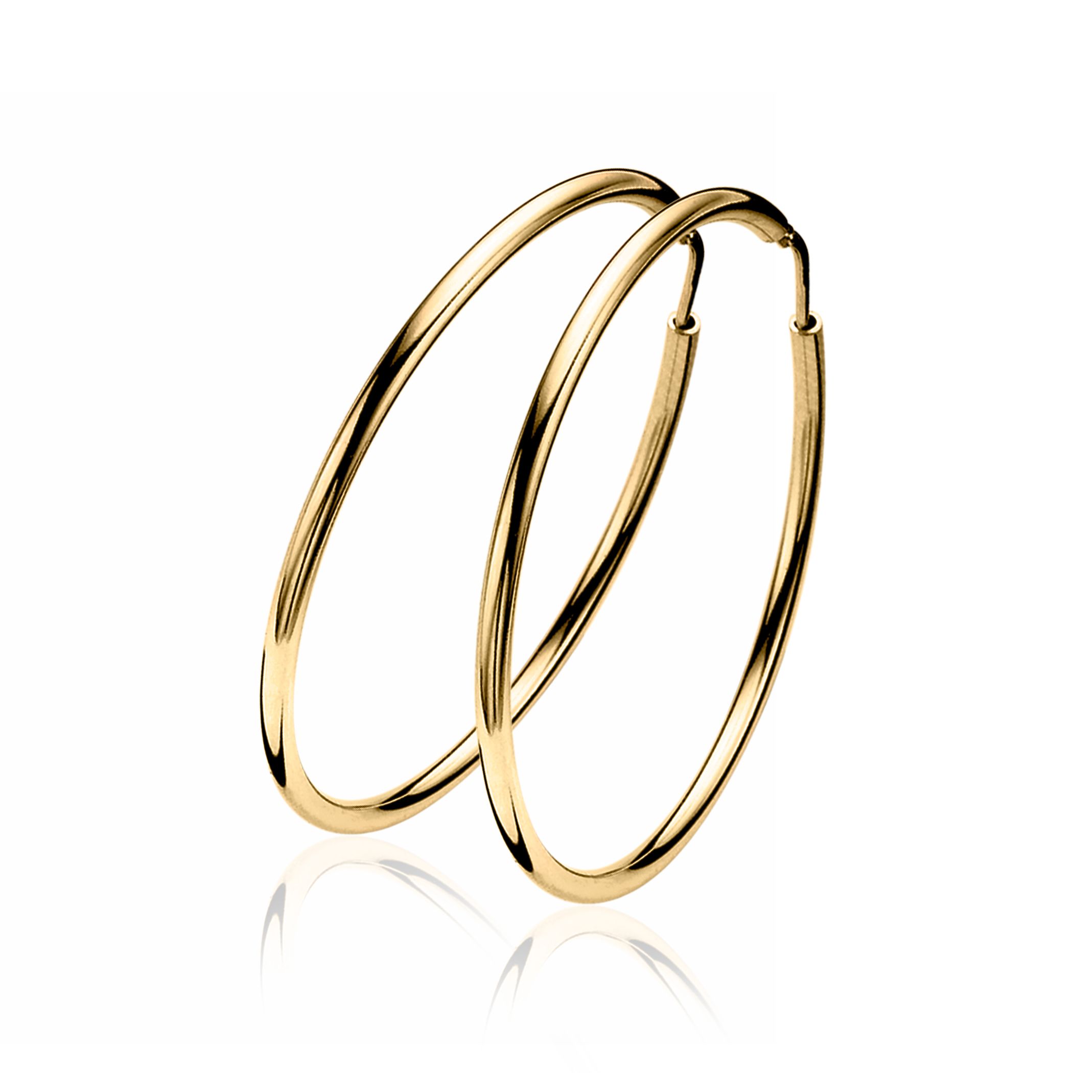 ZINZI silberne Ohrringe gelb vergoldet 35 x 2mm glatt ZIO435G