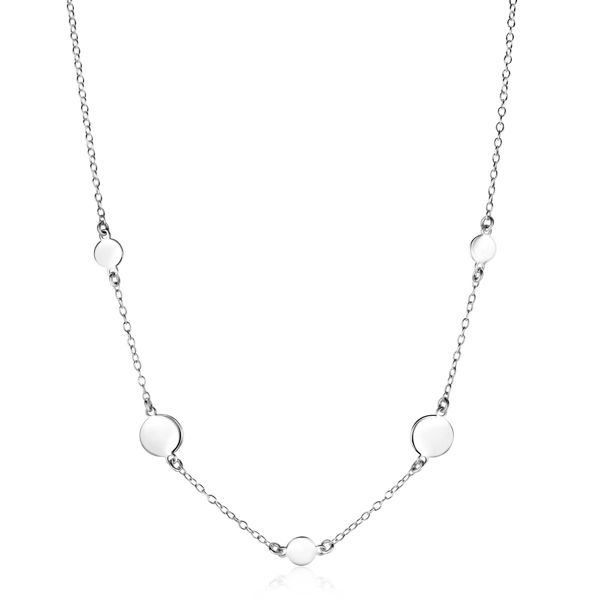 ZINZI zlv. collier met ronde plaatjes