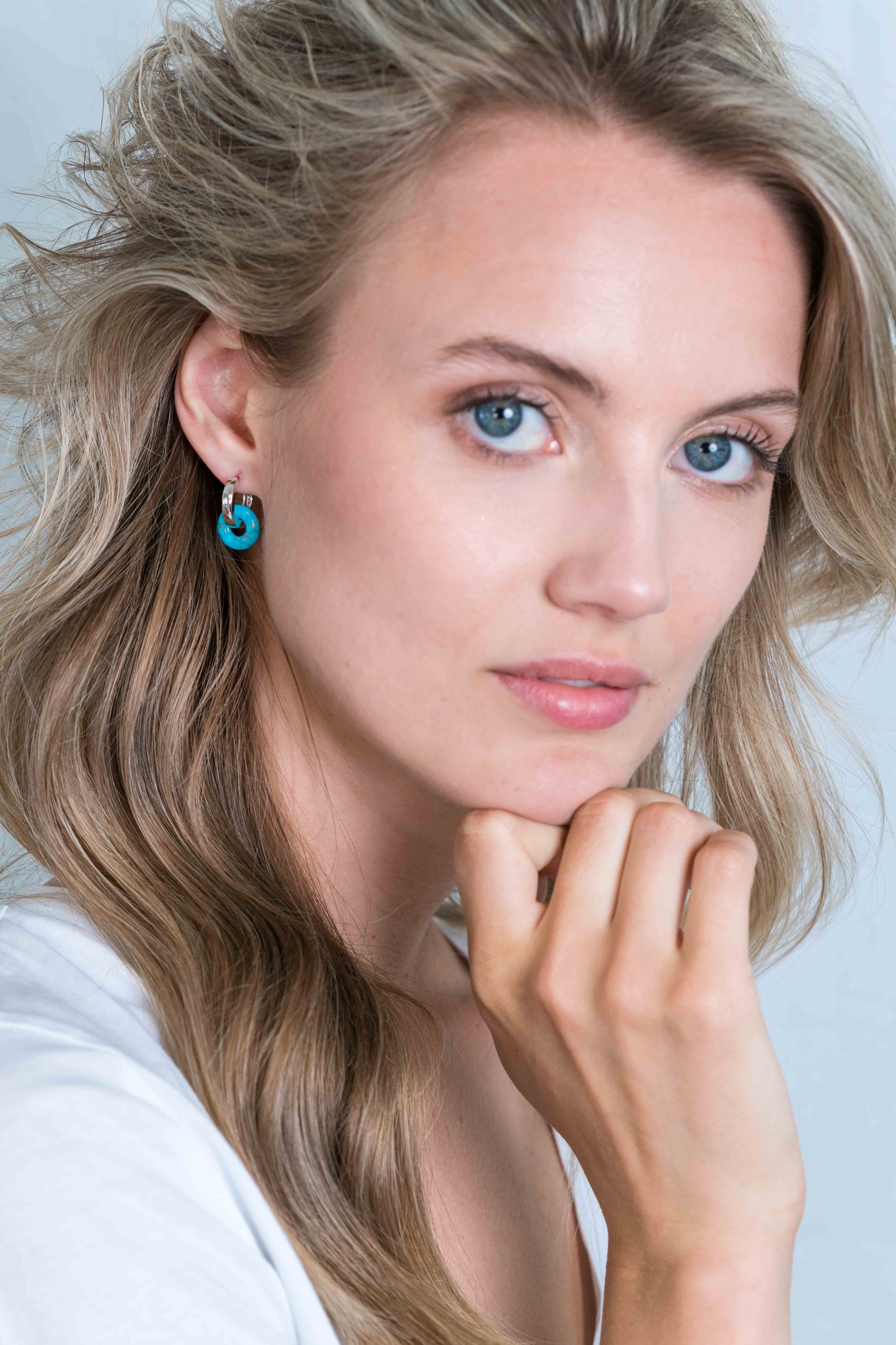 ZINZI creoolhangers turquoise 12mm rond
