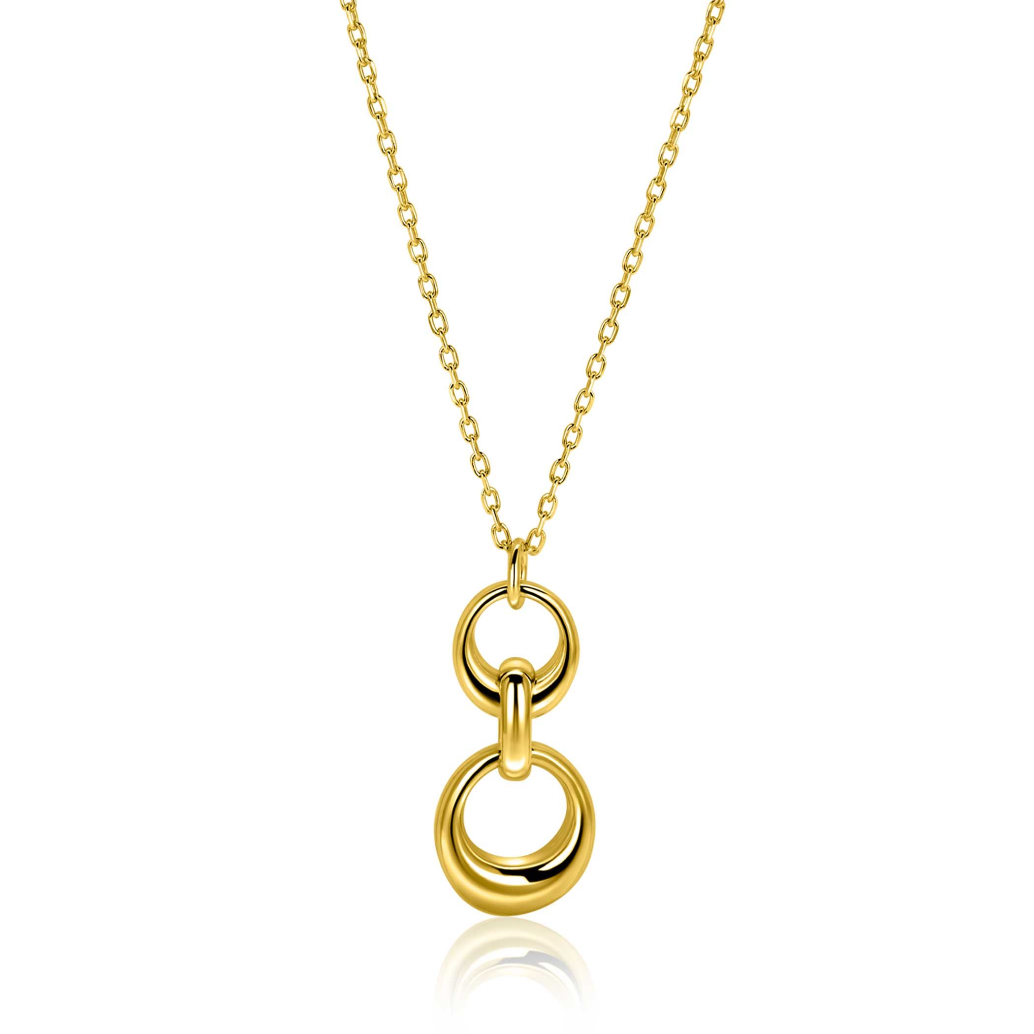 ZINZI vergoldetes Silber Collier mit drei organischen Formen als Anhänger, 42-45 cm ZIC2671