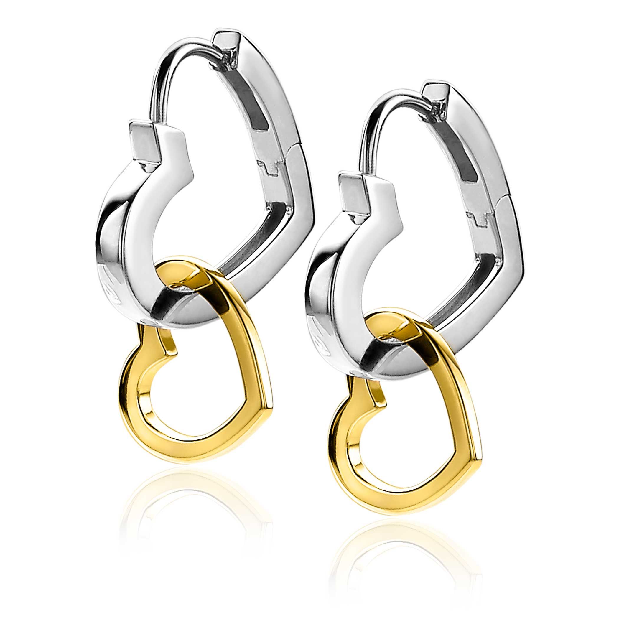 ZINZI silberne Ohrhänger 14K gelb vergoldet 12mm offen Herzen ZICH2197G