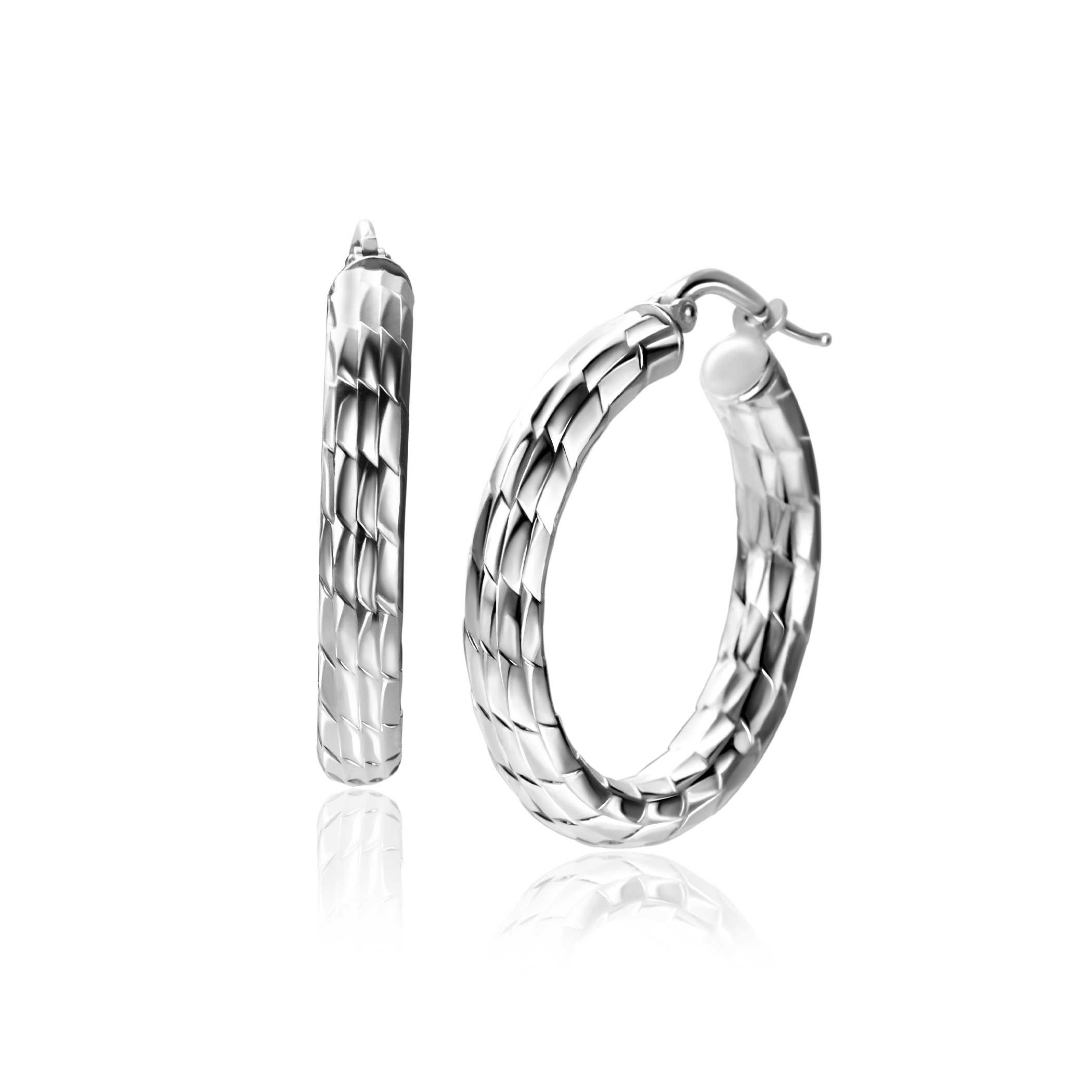 ZINZI zlv. oorringen gediamanteerd 27x4.5mm