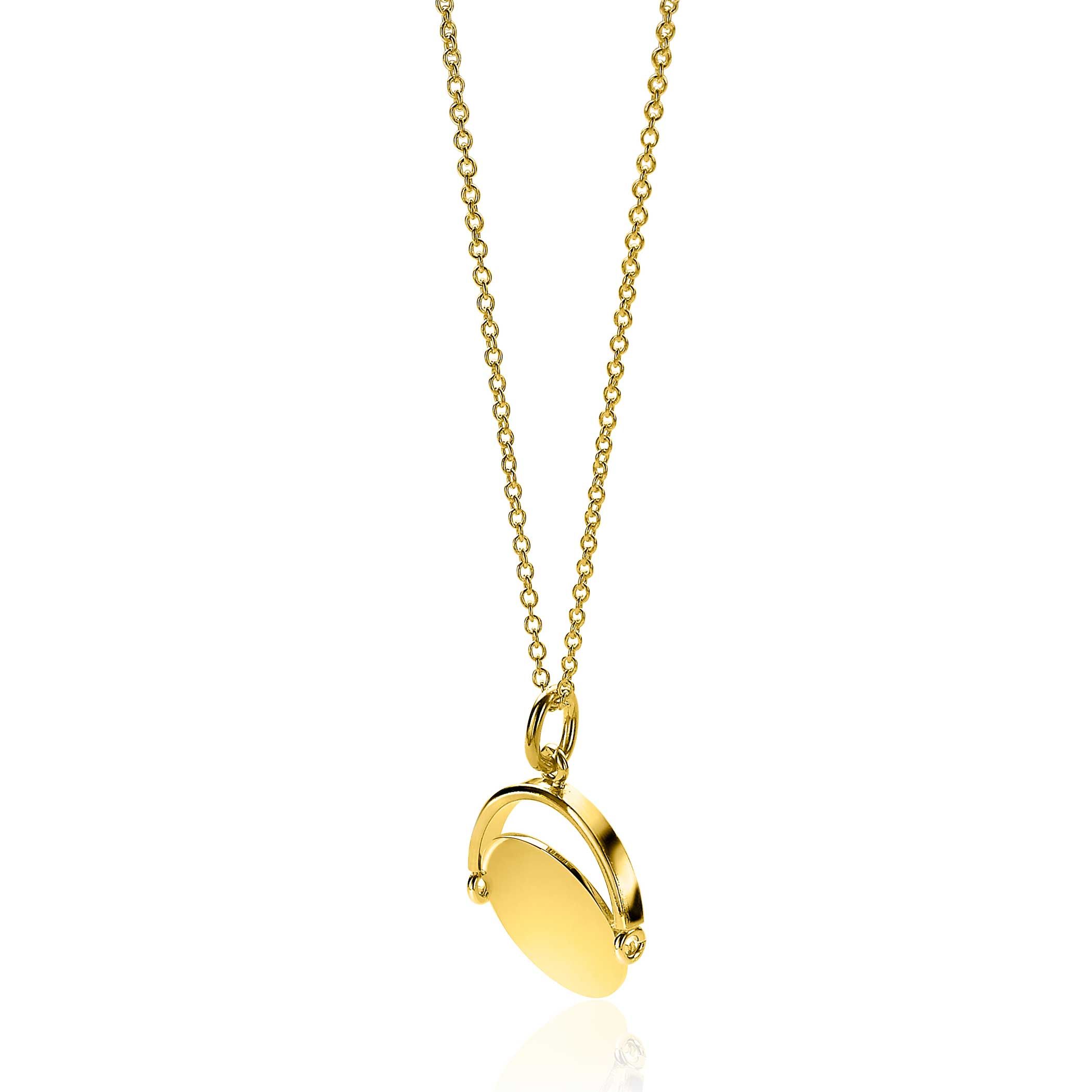 ZINZI silberner Anhänger 14K gelbvergoldet 27mm rund glänzend Plättchen 18mm ZIH2217G