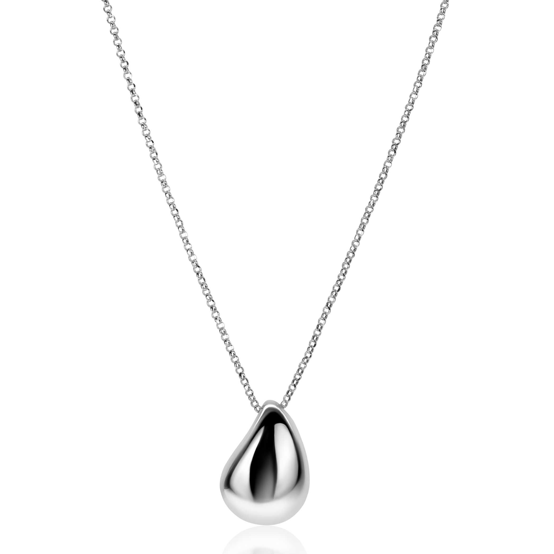 ZINZI Silber Jasseron-Kette 45 cm mit luxuriösem großen tropfenförmigen Anhänger (24 mm) ZIC2637