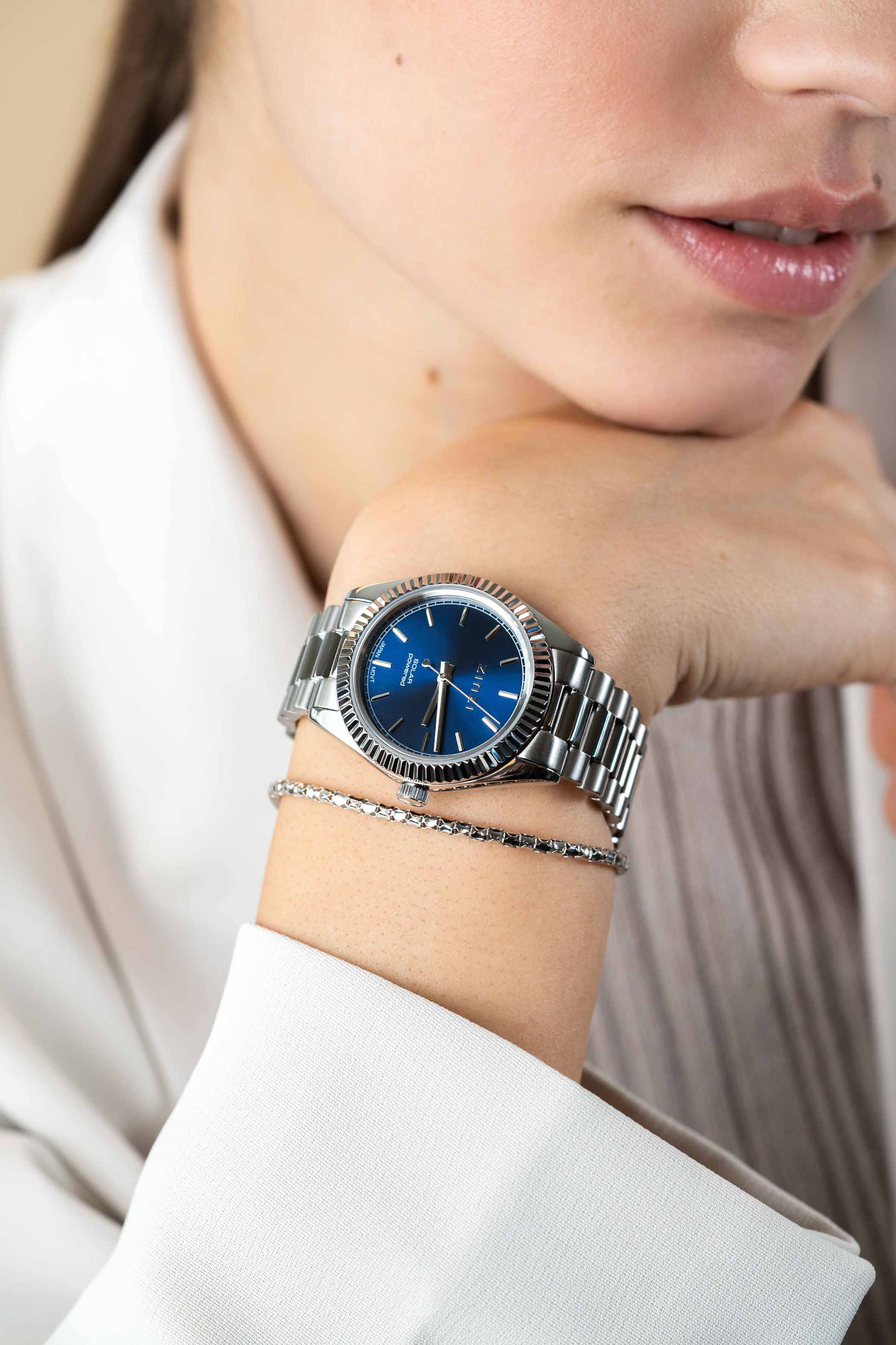 Zinzi horloge Solaris blauwe w.pl. st bnd 35mm