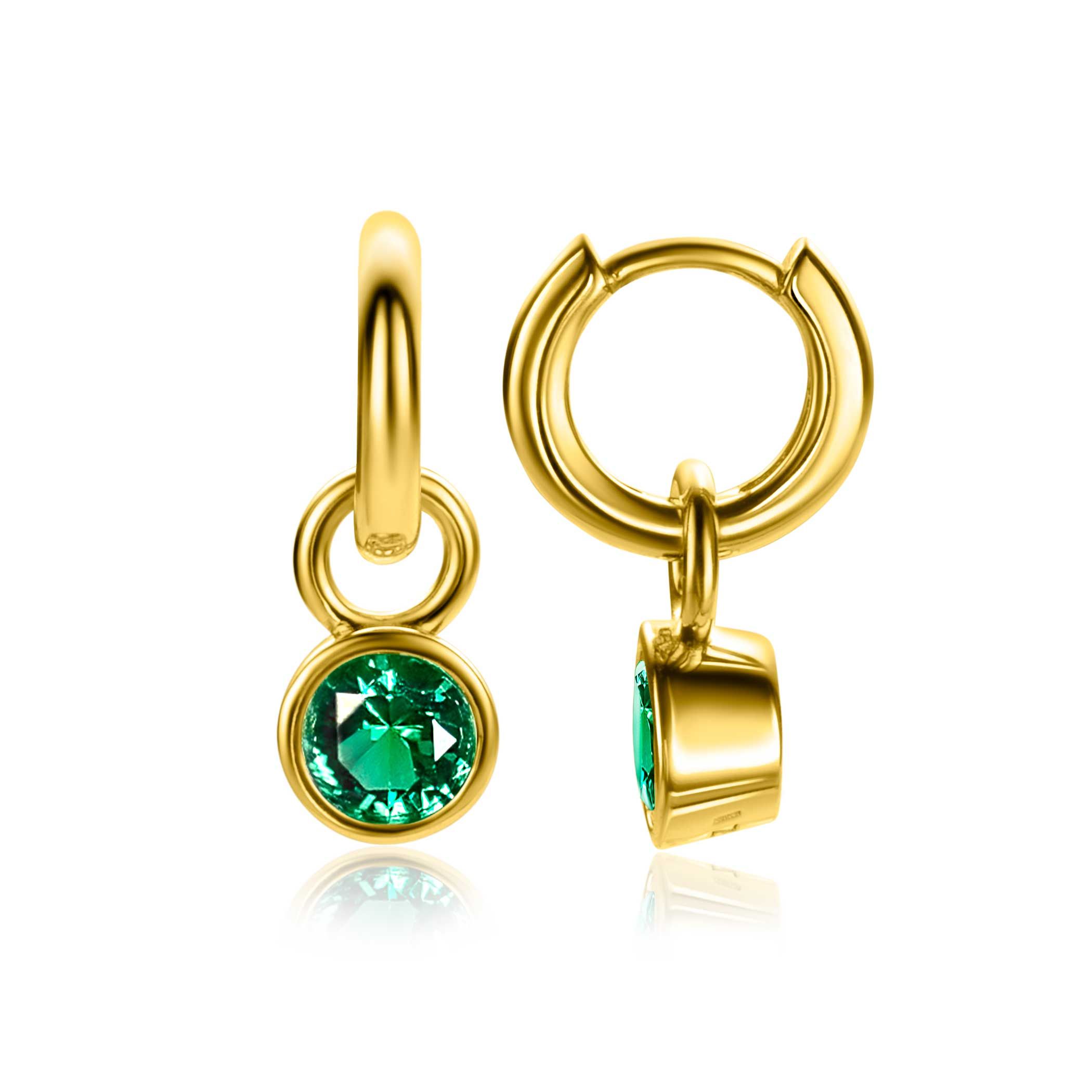 ZINZI zlv.oorbedels gg.verg. birthstones smaragd cz