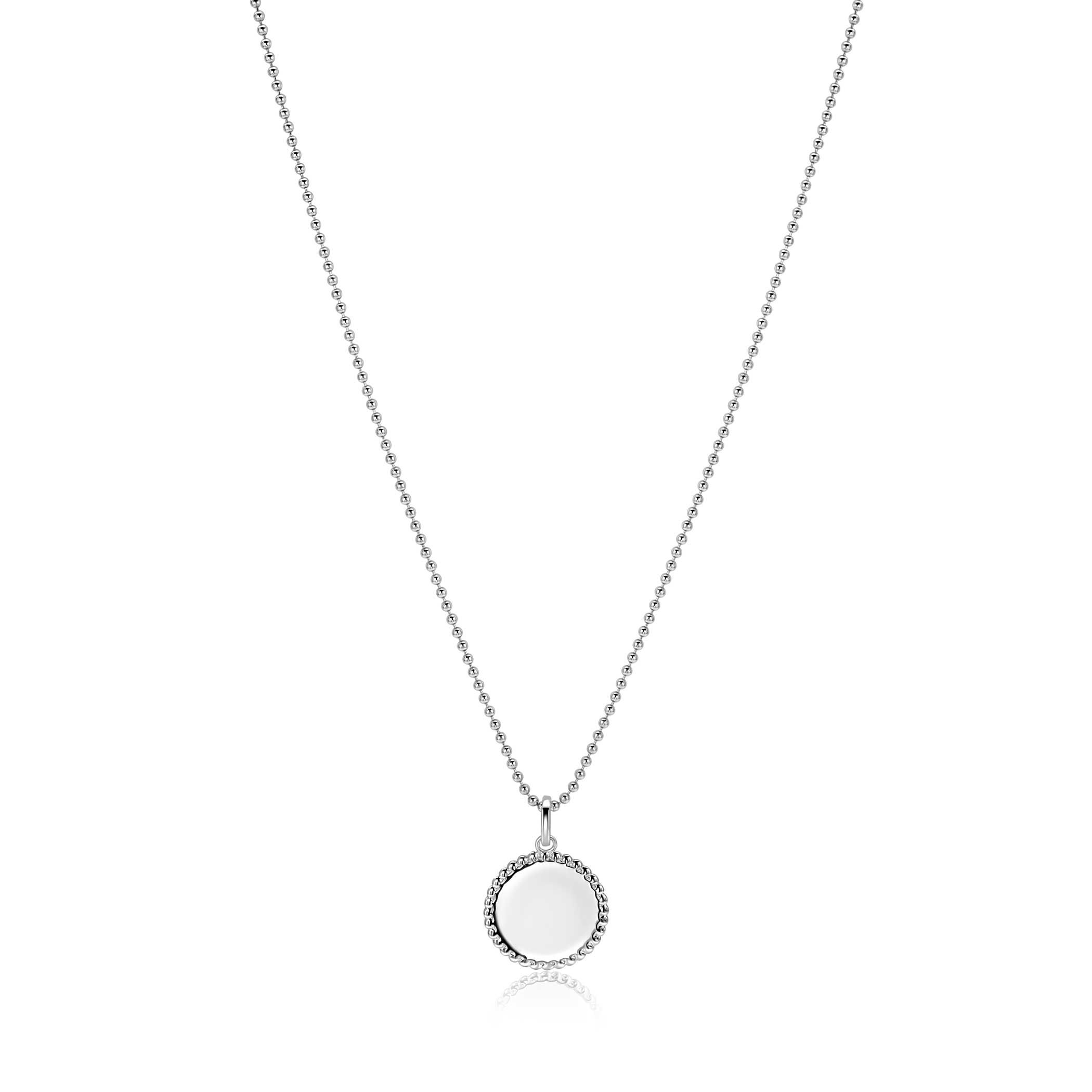 19mm ZINZI Silberner Münzanhänger mit Perlrand für Gravur ZIH2651 (ohne Kette)