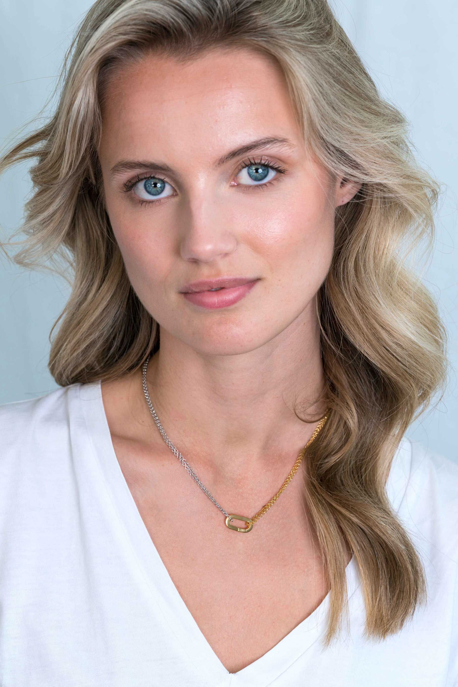 ZINZI silberne Bicolor-Kette 45cm ovaler Schließring in 14K Gelb vergoldet ZIC2060
