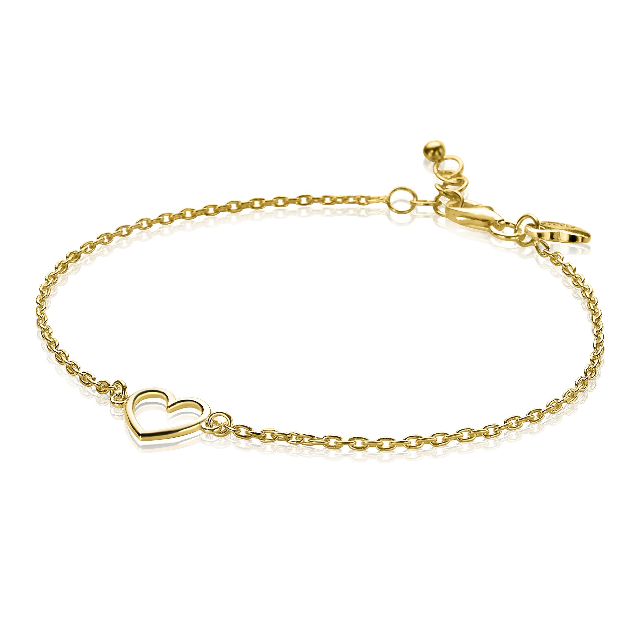 ZINZI silbernes Armband gelb vergoldet mit offenem Herz ZIA1420G