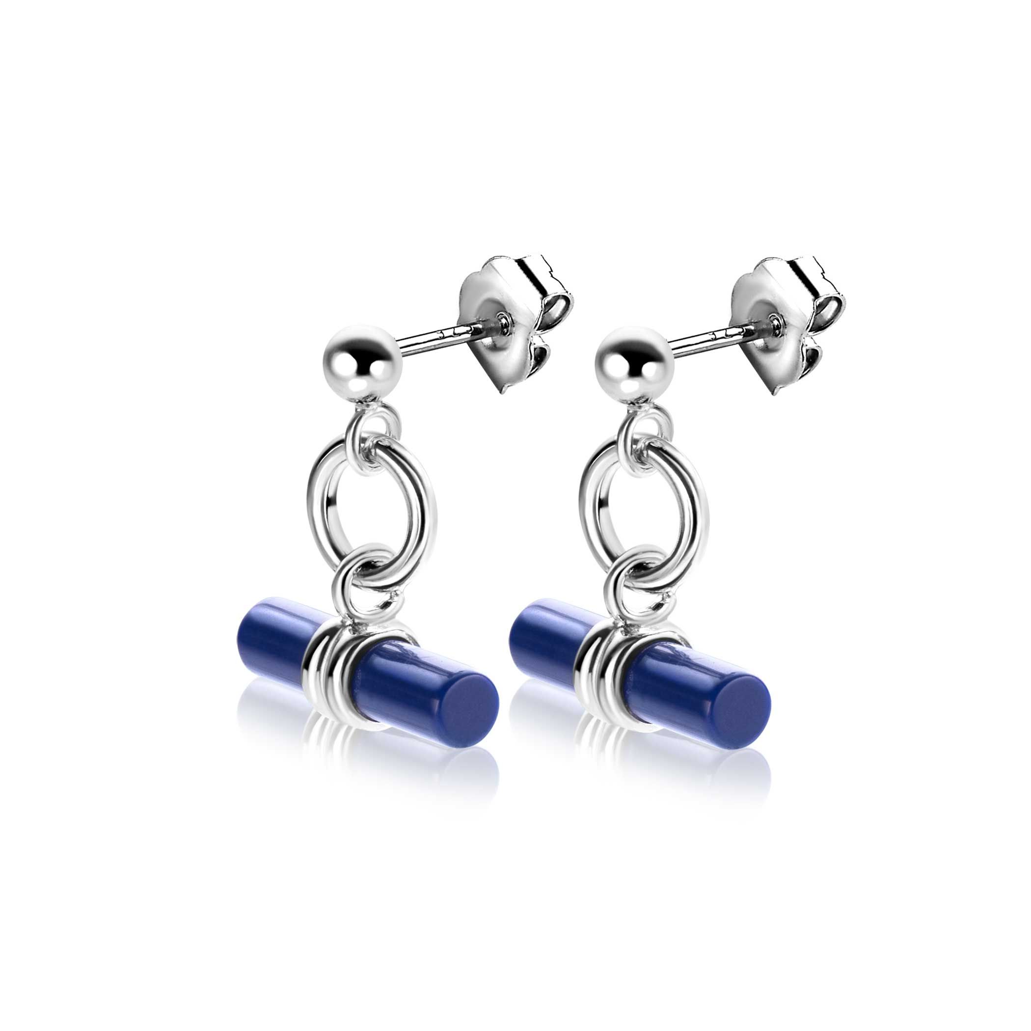ZINZI zlv. oorsteker met kapittelstokje lapis lazuli