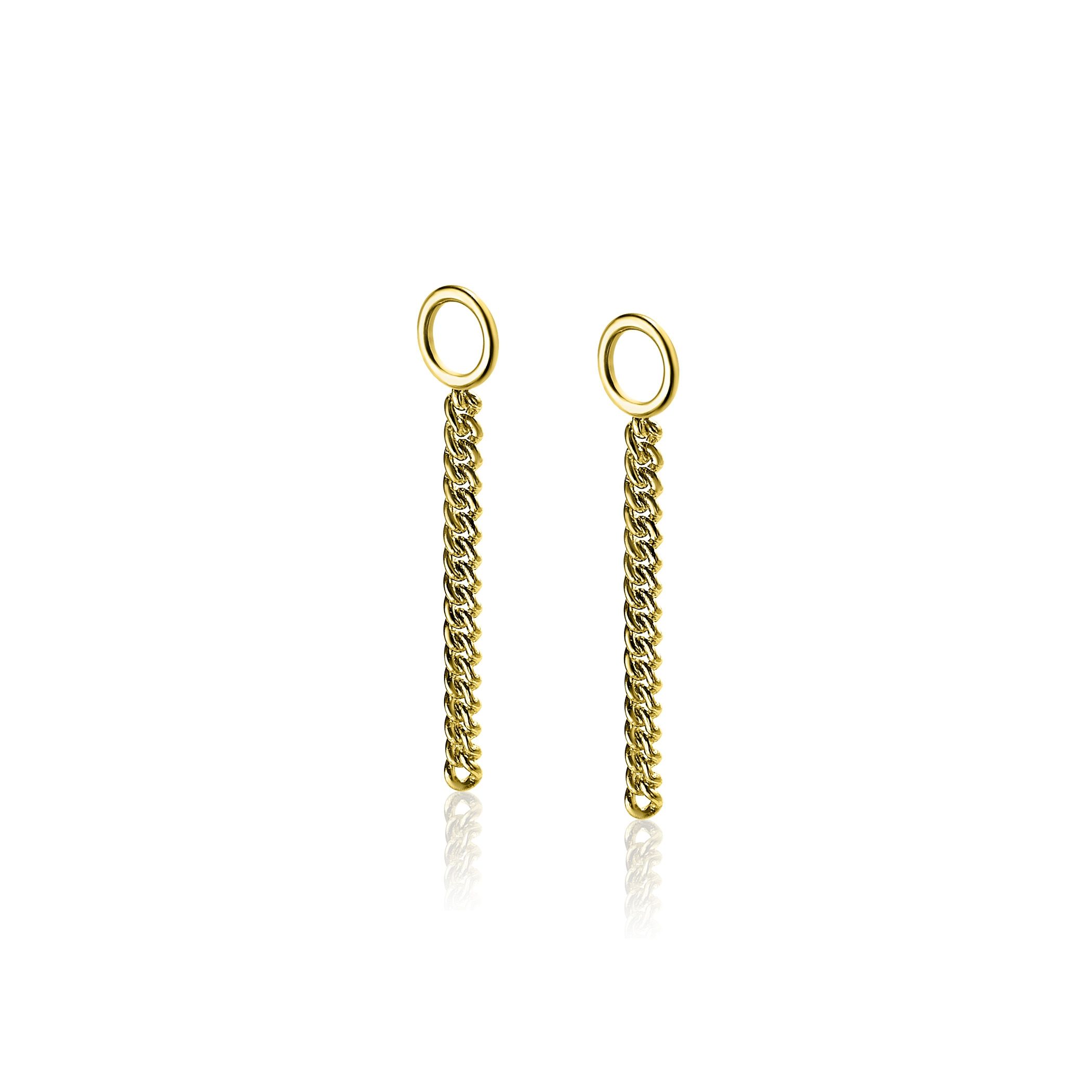 ZINZI silberne Ohrhänger gelb vergoldet Gourmet Kette 30mm ZICH1694G