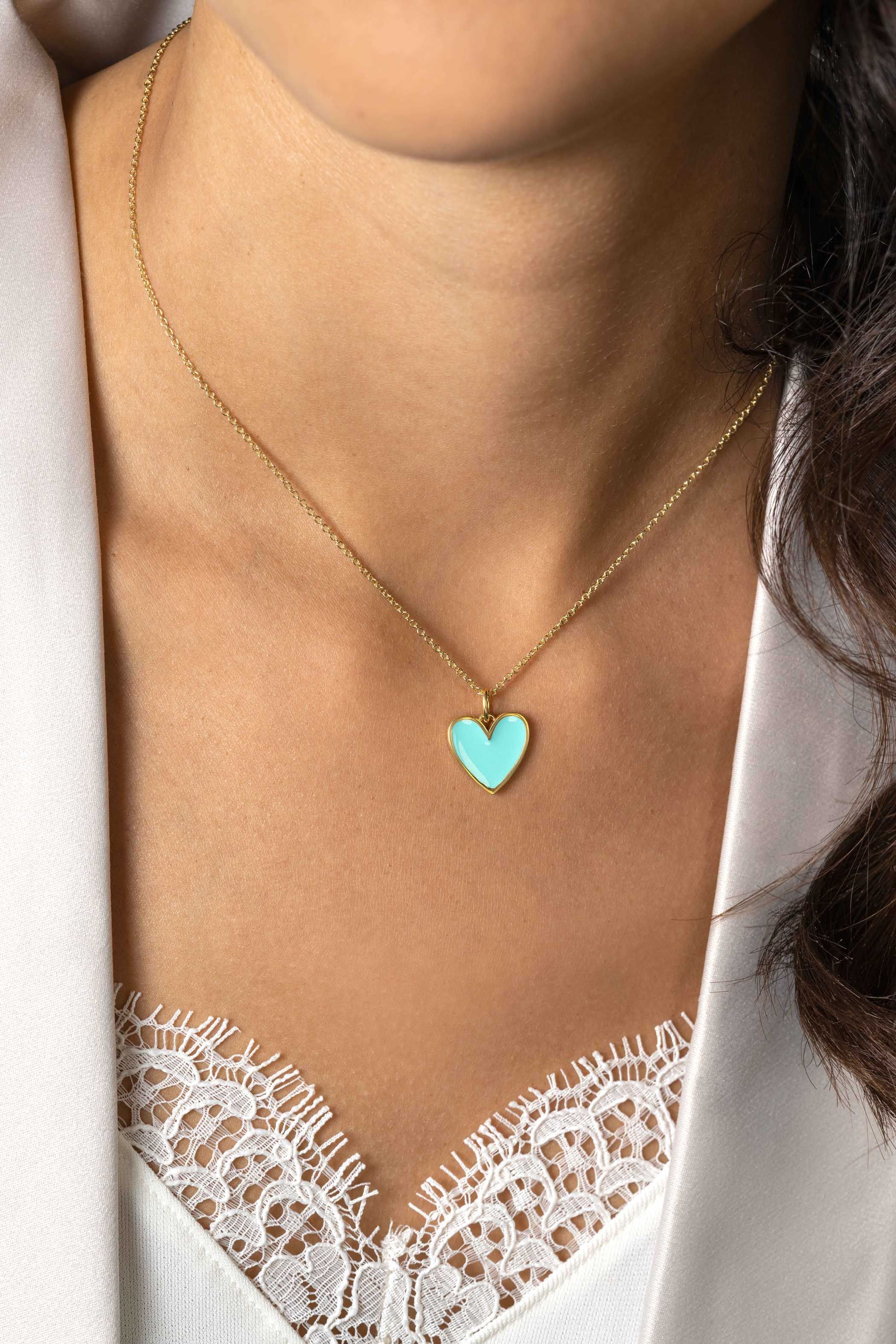 ZINZI zlv. hanger hart geel verguld turquoise