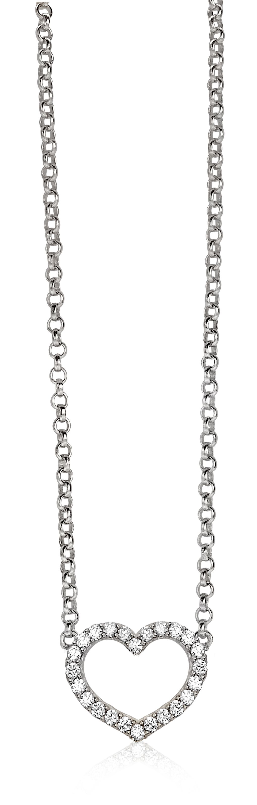 Zinzi silberne Kette Herz  weiß 42-45cm ZIC1098