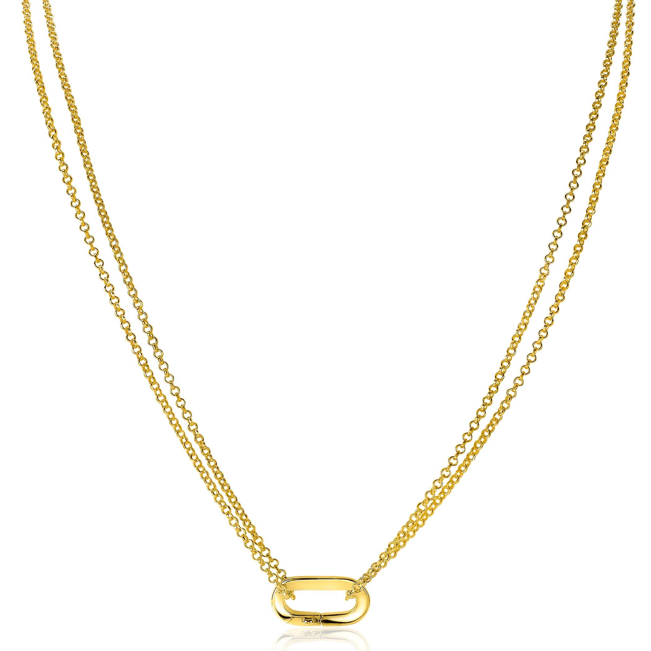 ZINZI Silberkette 14 Karat Gelbgold vergoldet 45 cm ovaler Verschlussring ZIC2060G