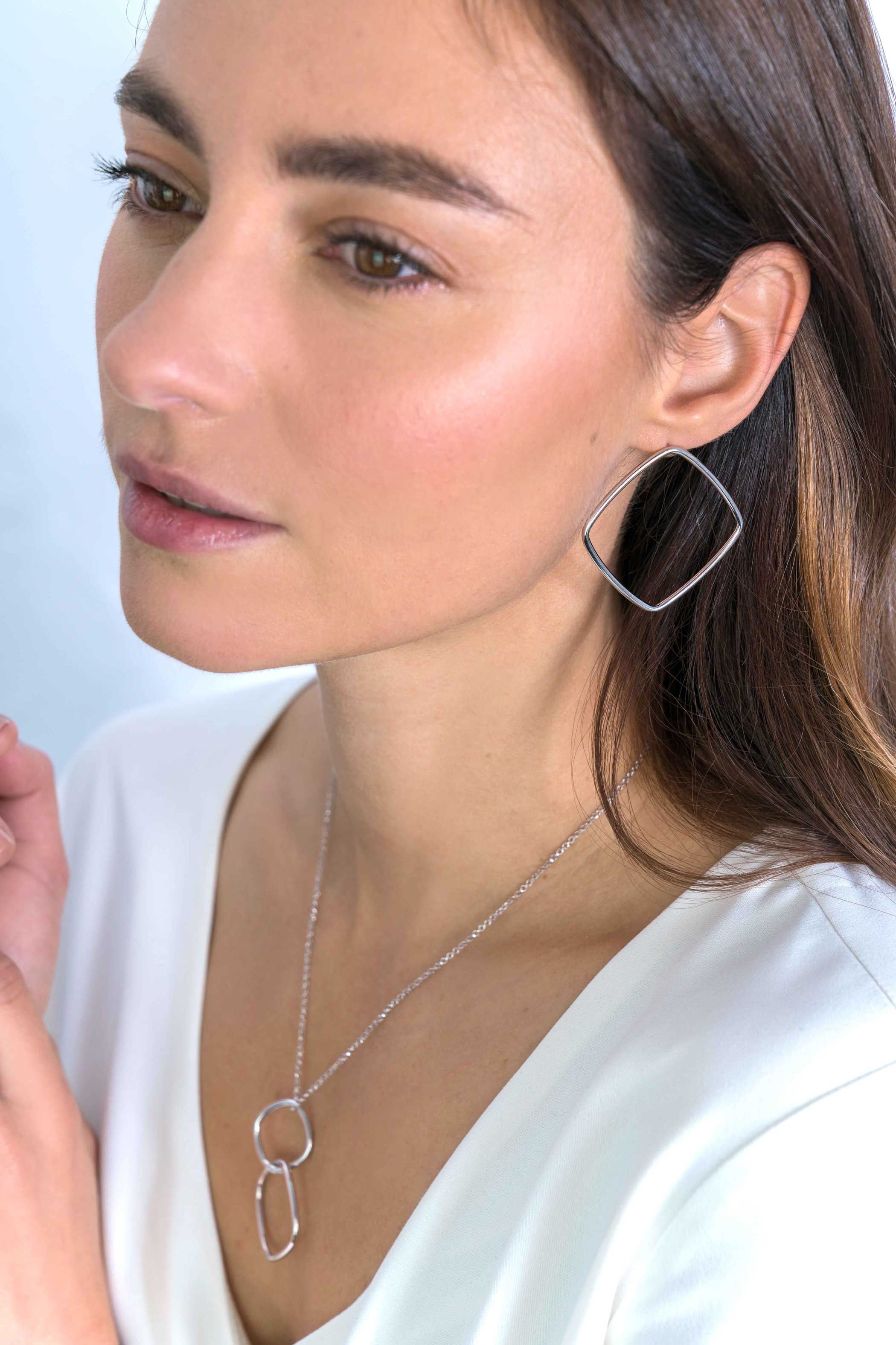 ZINZI silberne trendy Ohrstecker 44mm quadratisch offen ZIO2095