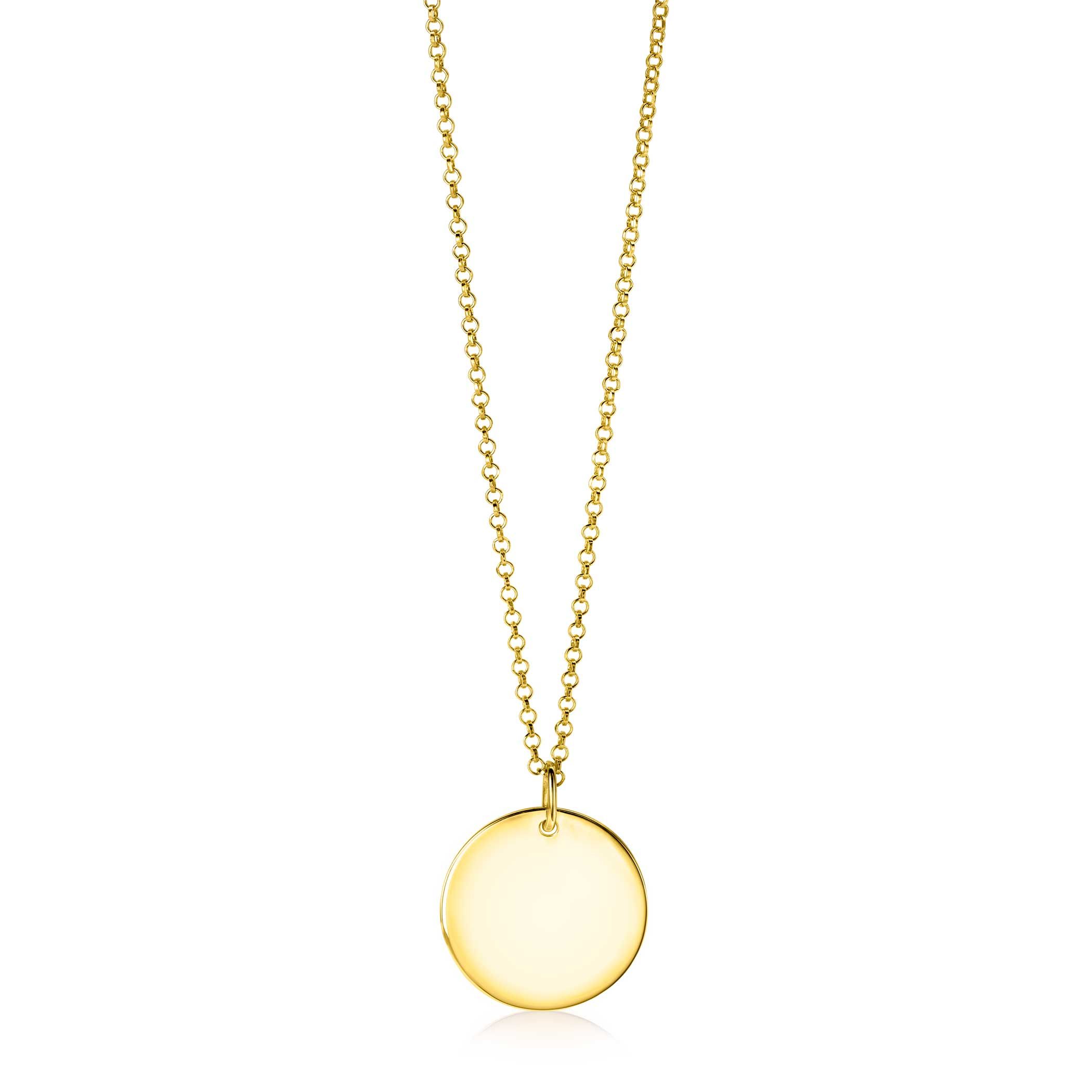 ZINZI zlv. hanger geel verguld rond plaatje 20mm