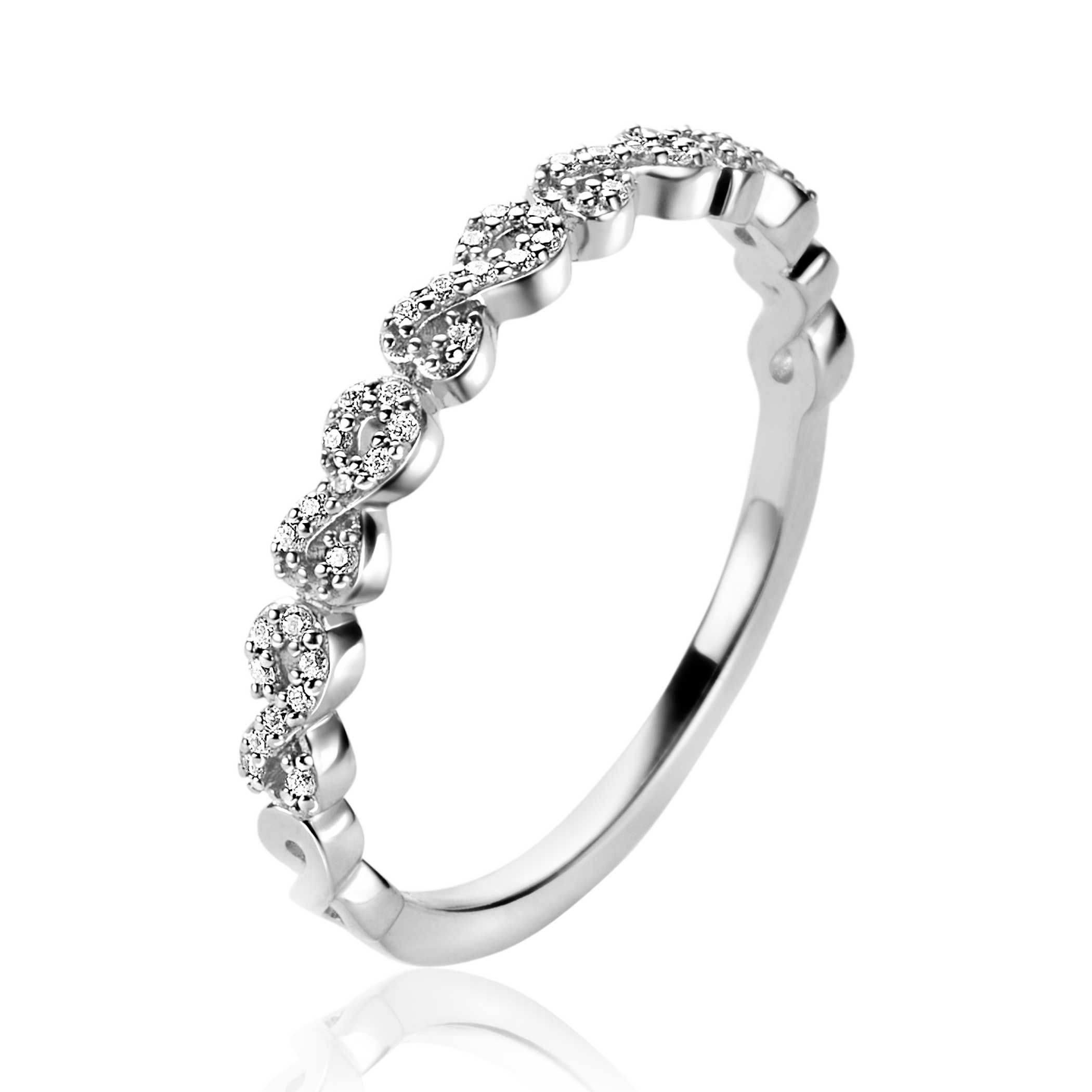 ZINZI zlv. aanschuifring infinity zirc. rondom mt.58
