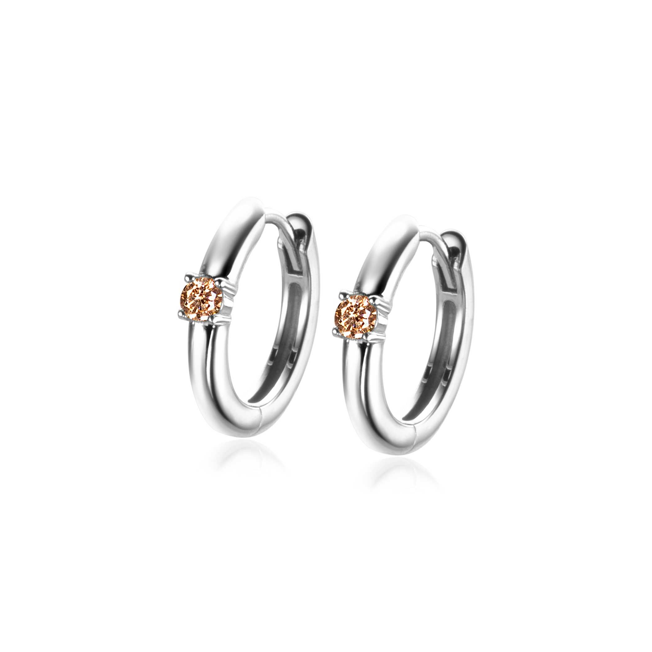 ZINZI zlv. oorringen birthstones citrien cz