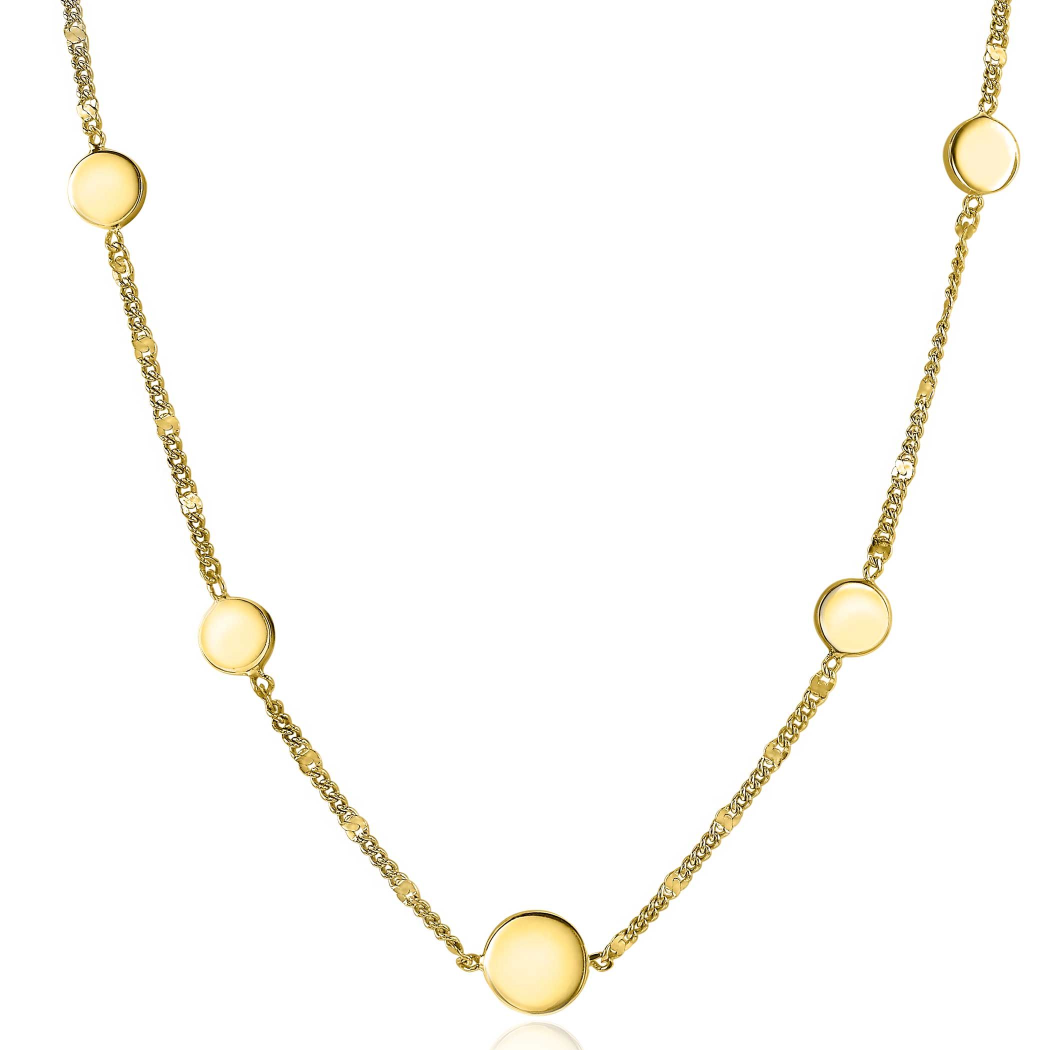 ZINZI silberne Kette 14K gelb vergoldet 45cm Gourmet Glieder  runde Plättchen ZIC2158G