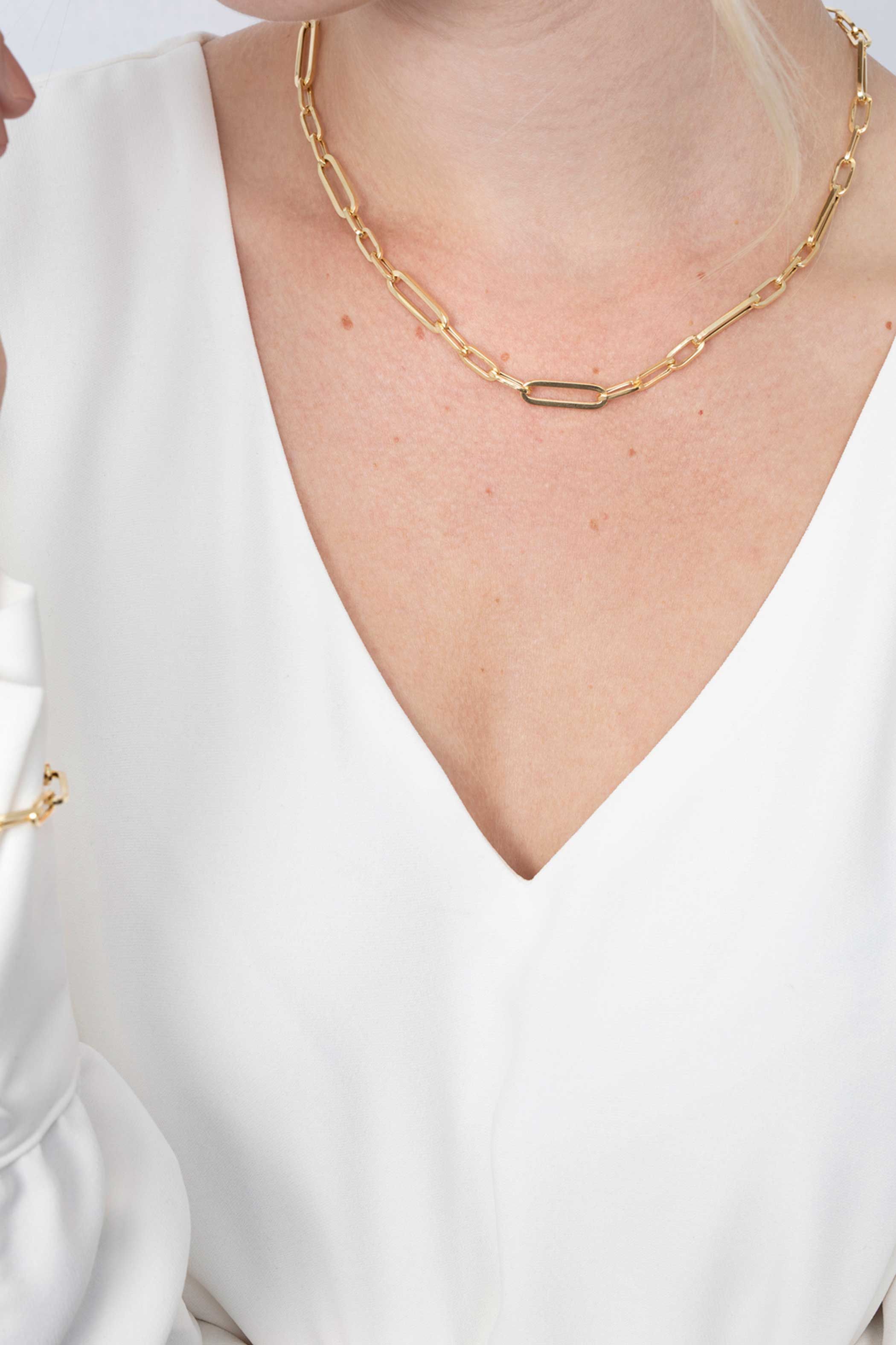 ZINZI silberne Kette 45cm in 14K gelb vergoldet mit ovale closed for ever Glieder 6mm breit ZIC1990G