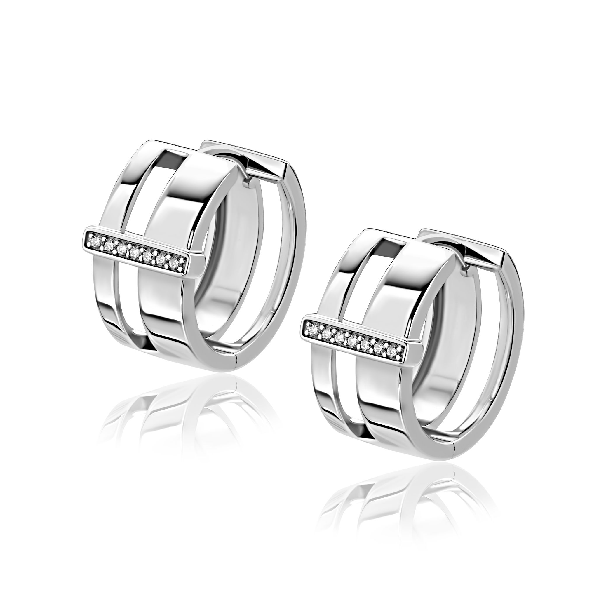 ZINZI zlv. klapcreolen 2 banen verbonden staafje zirc