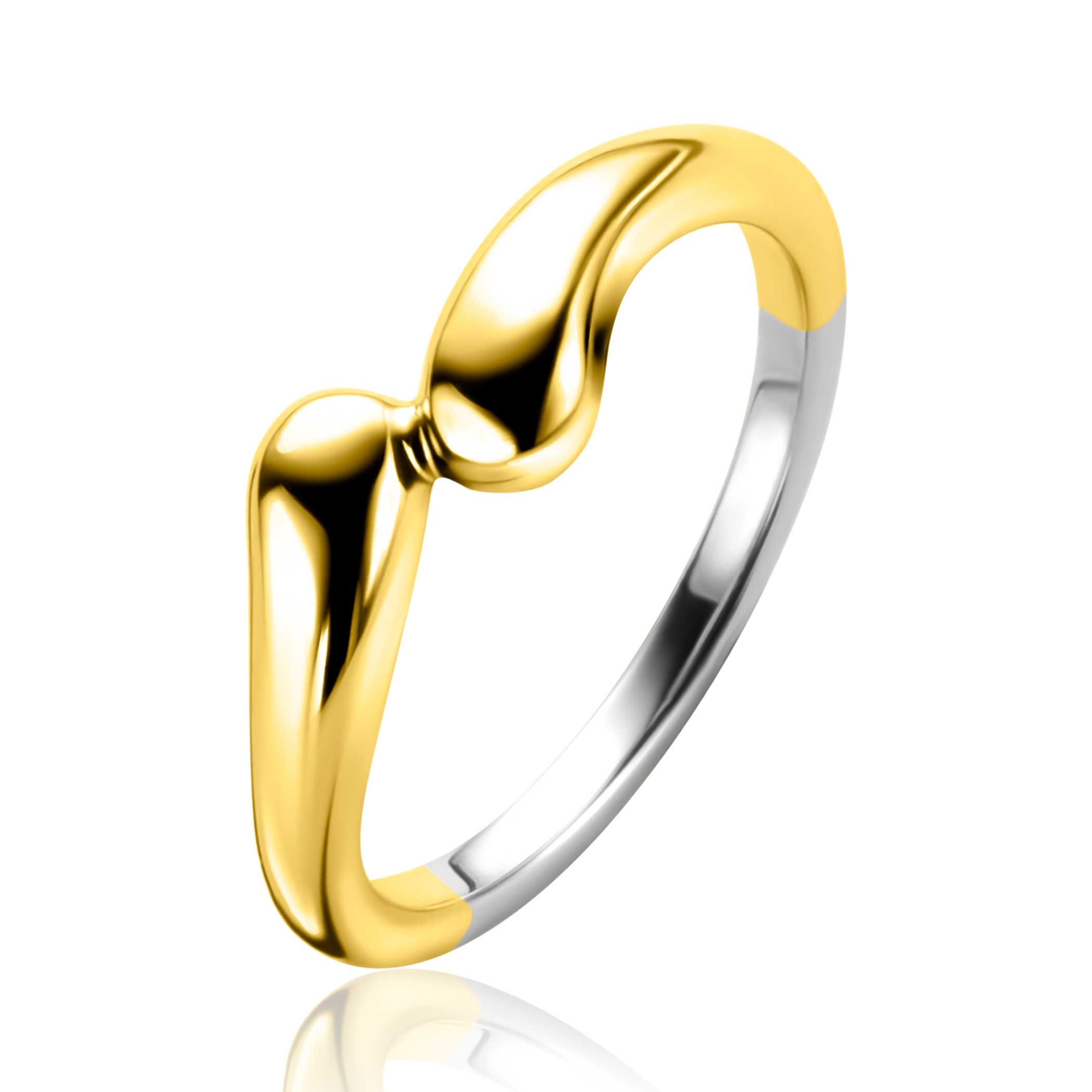 ZINZI Goldplattierter Silberner Glatter Ring mit zwei Tropfenformen, 7mm breit ZIR2682G