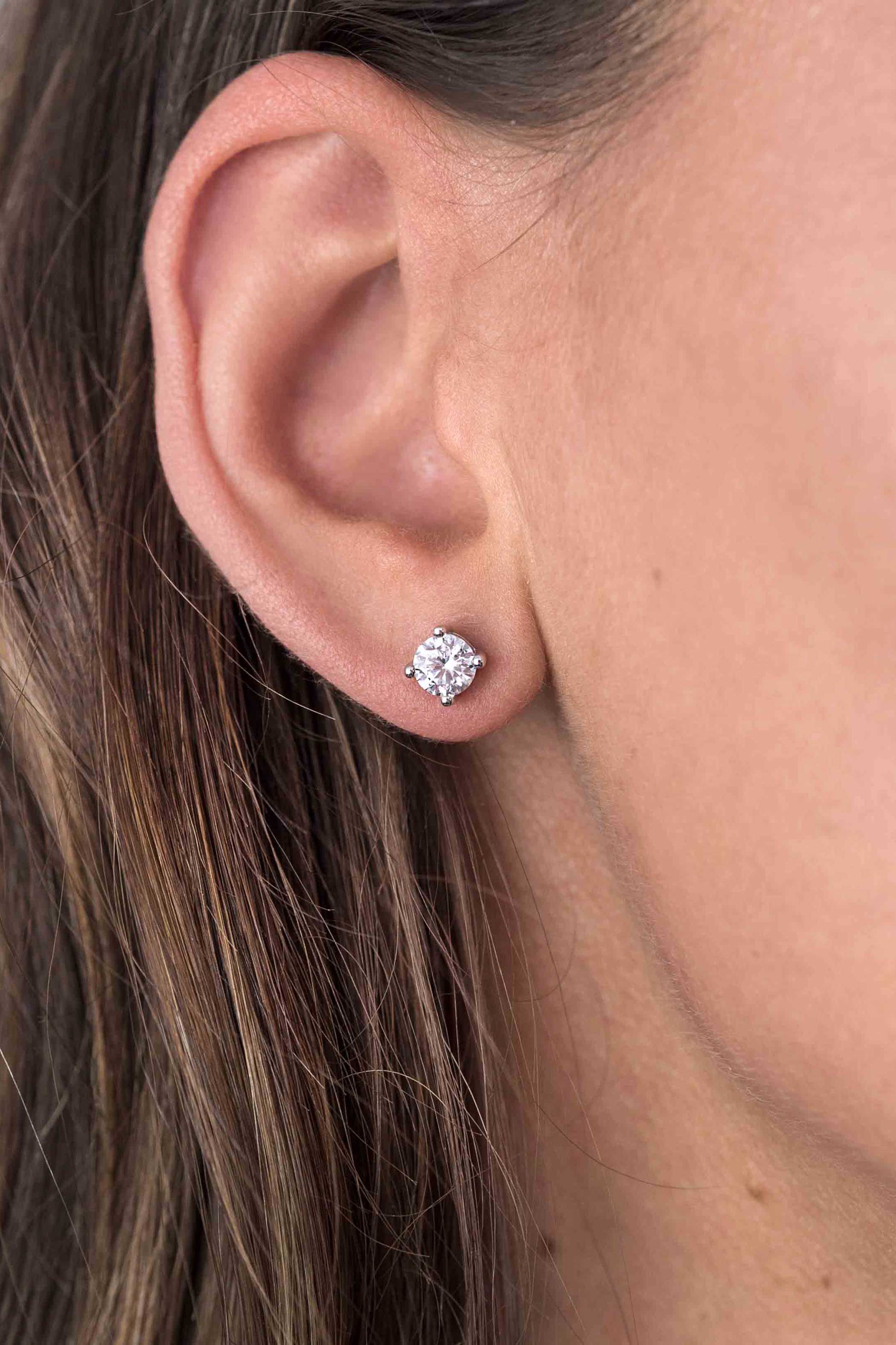 ZINZI silberne Ohrstecker runde Zirkonia 6mm Chaton Fassung ZIO1383
