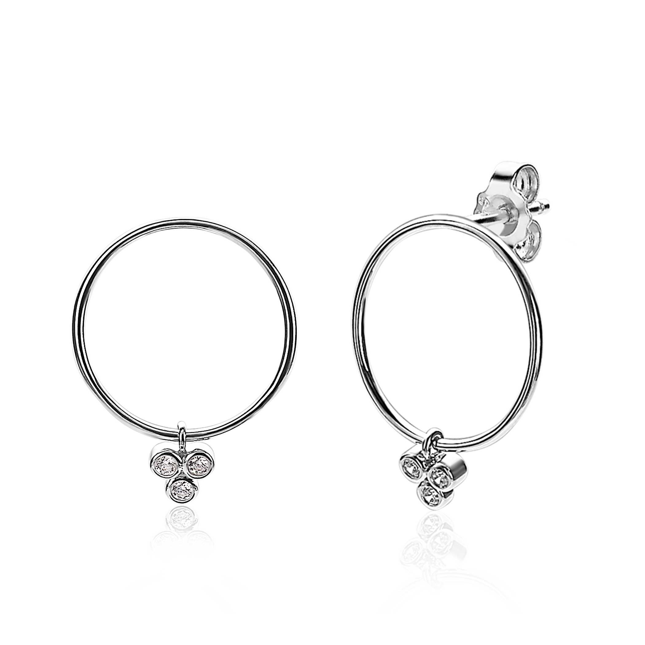 ZINZI silberne Ohrringe 20mm rund  weiß ZIO1829CR