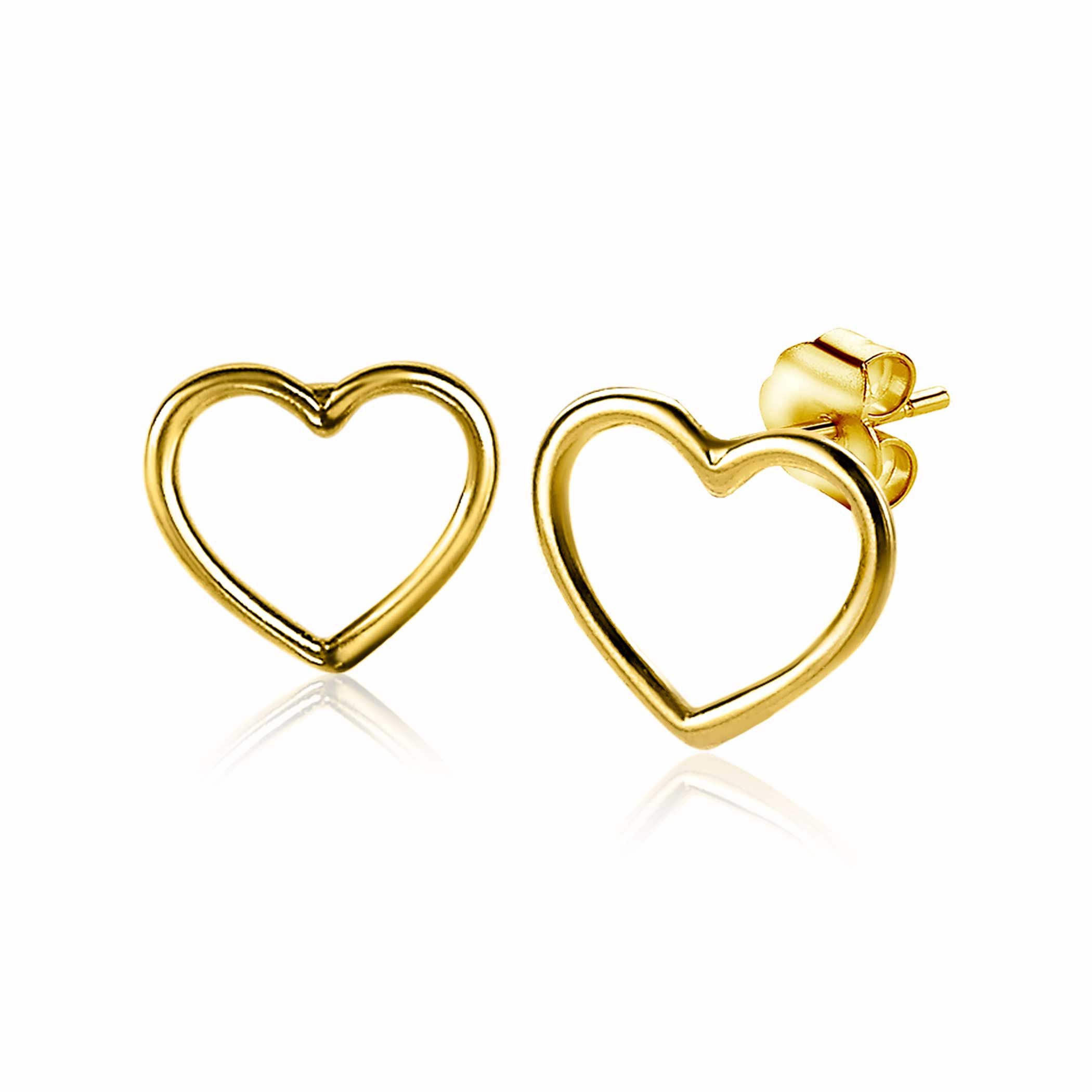 ZINZI silberne Ohrstecker 14K gelbvergoldet offen Herz 8mm ZIO1630G