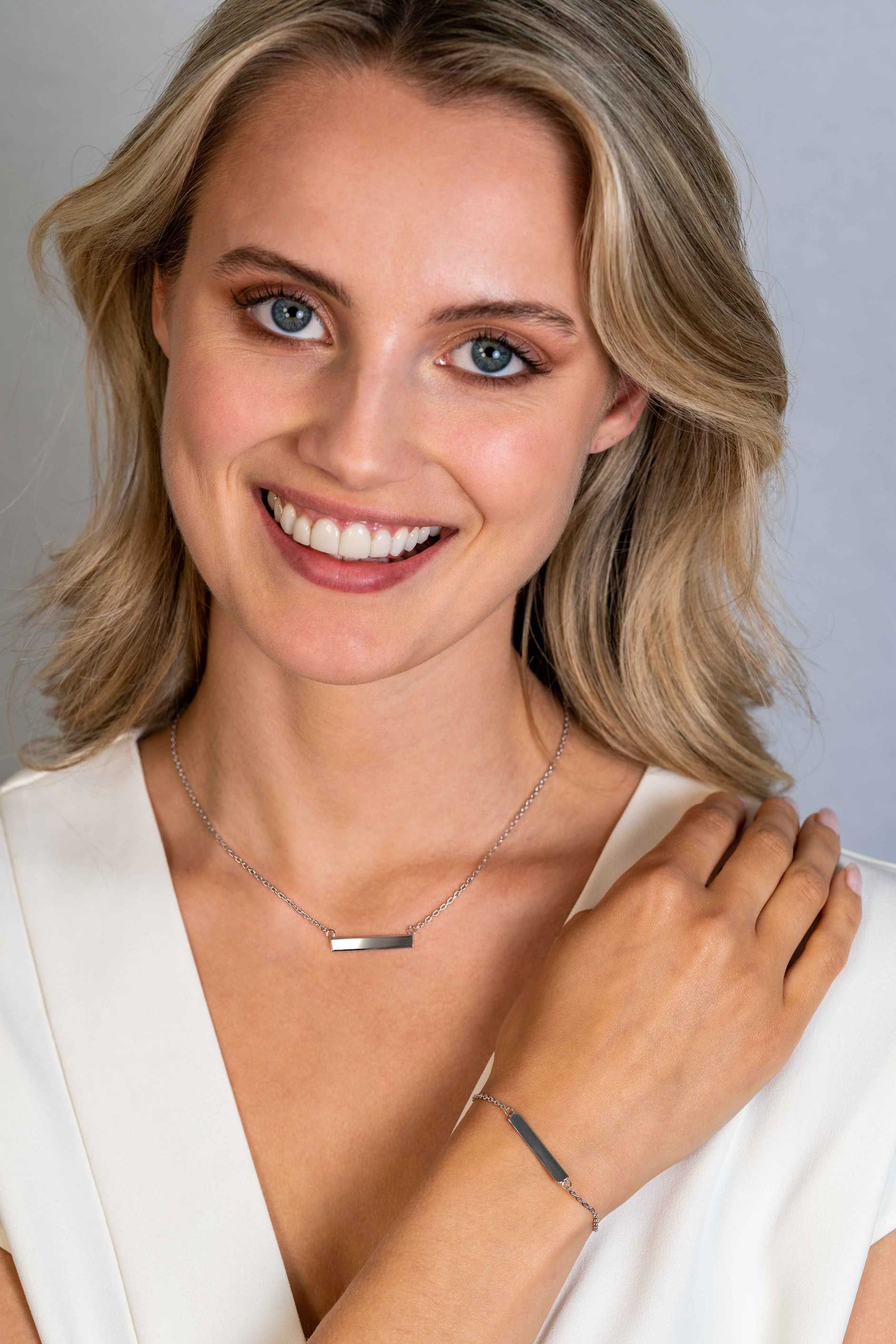 ZINZI zlv. collier met recht plaatje