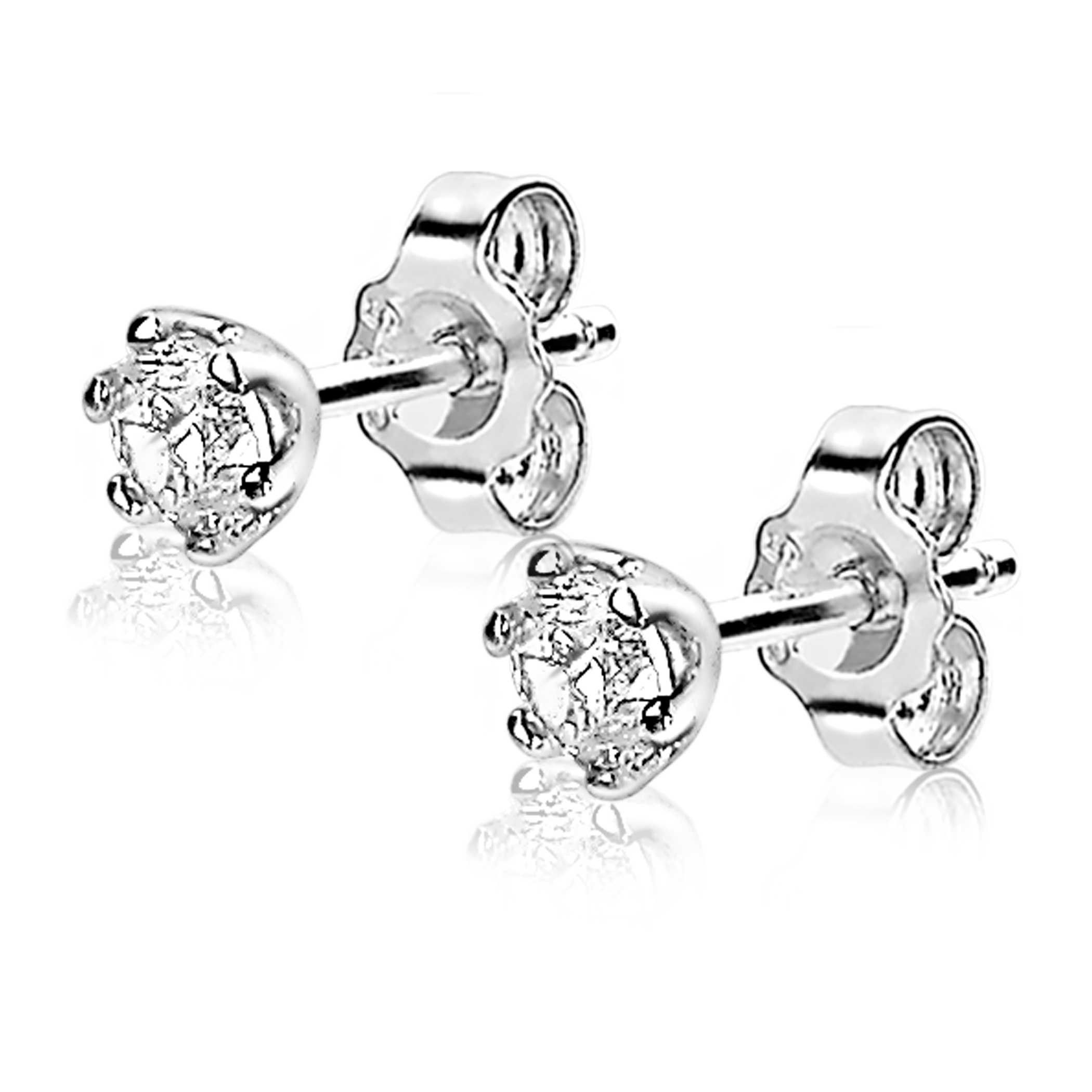 ZINZI silberne Ohrstecker 4,5mm Zirkonia  weiß Chaton Fassung ZIO1984