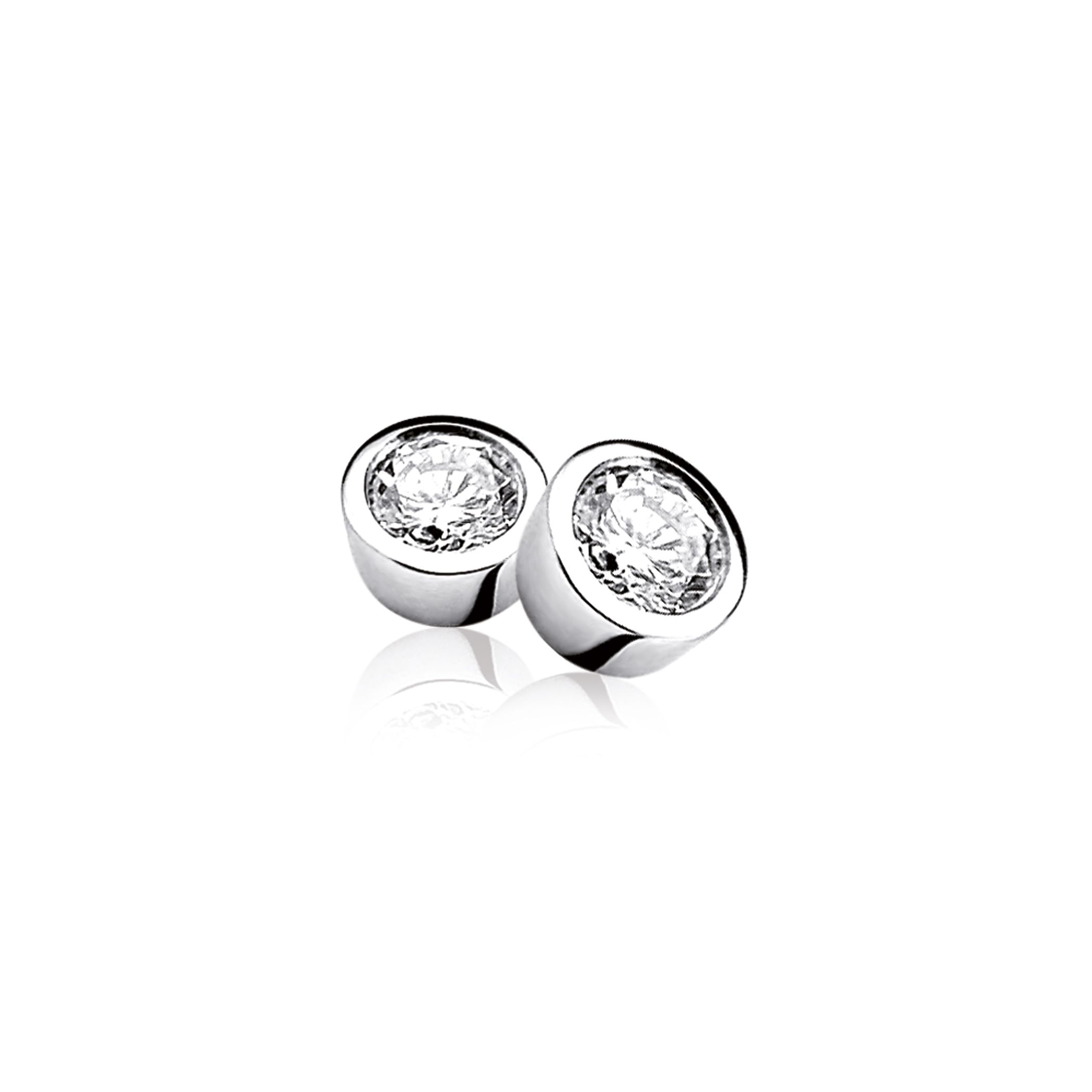 Zinzi silberne Ohrstecker rund  weiß ZIO322