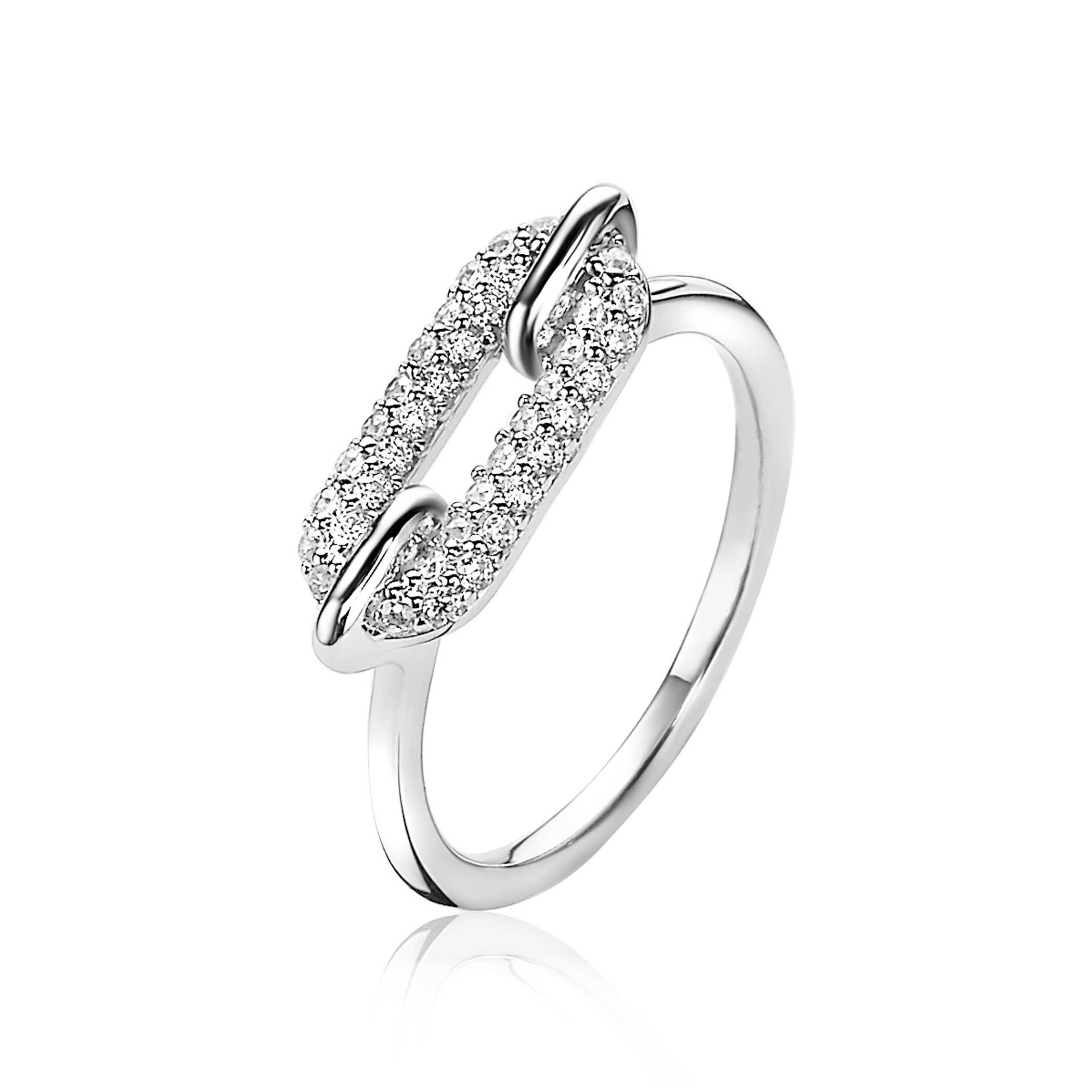 ZINZI silberner luxuriöser Ring oval weiß ZIR1894