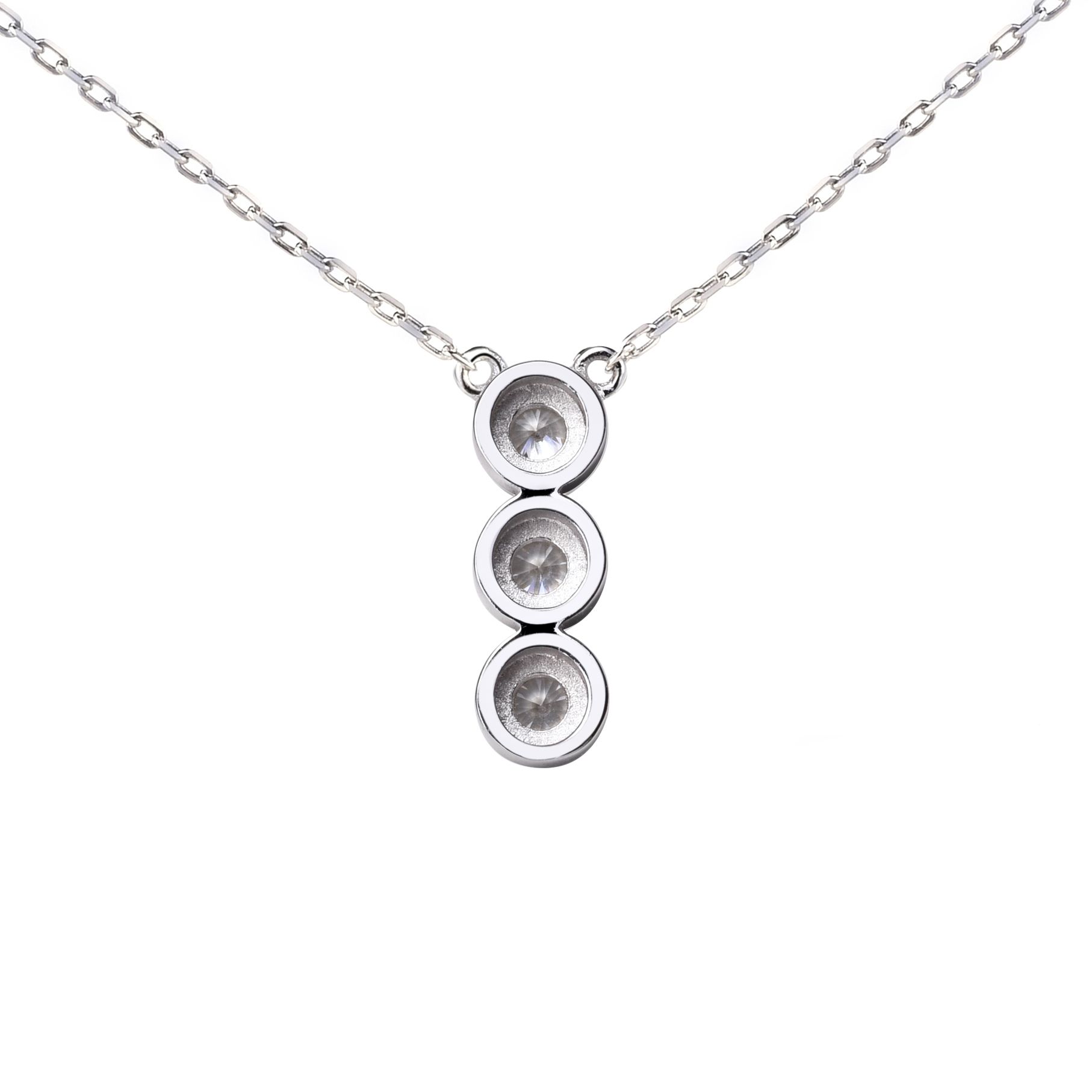 ZINZI silberne Kette 45cm mit Anhängerrund  weiß ZIC1443